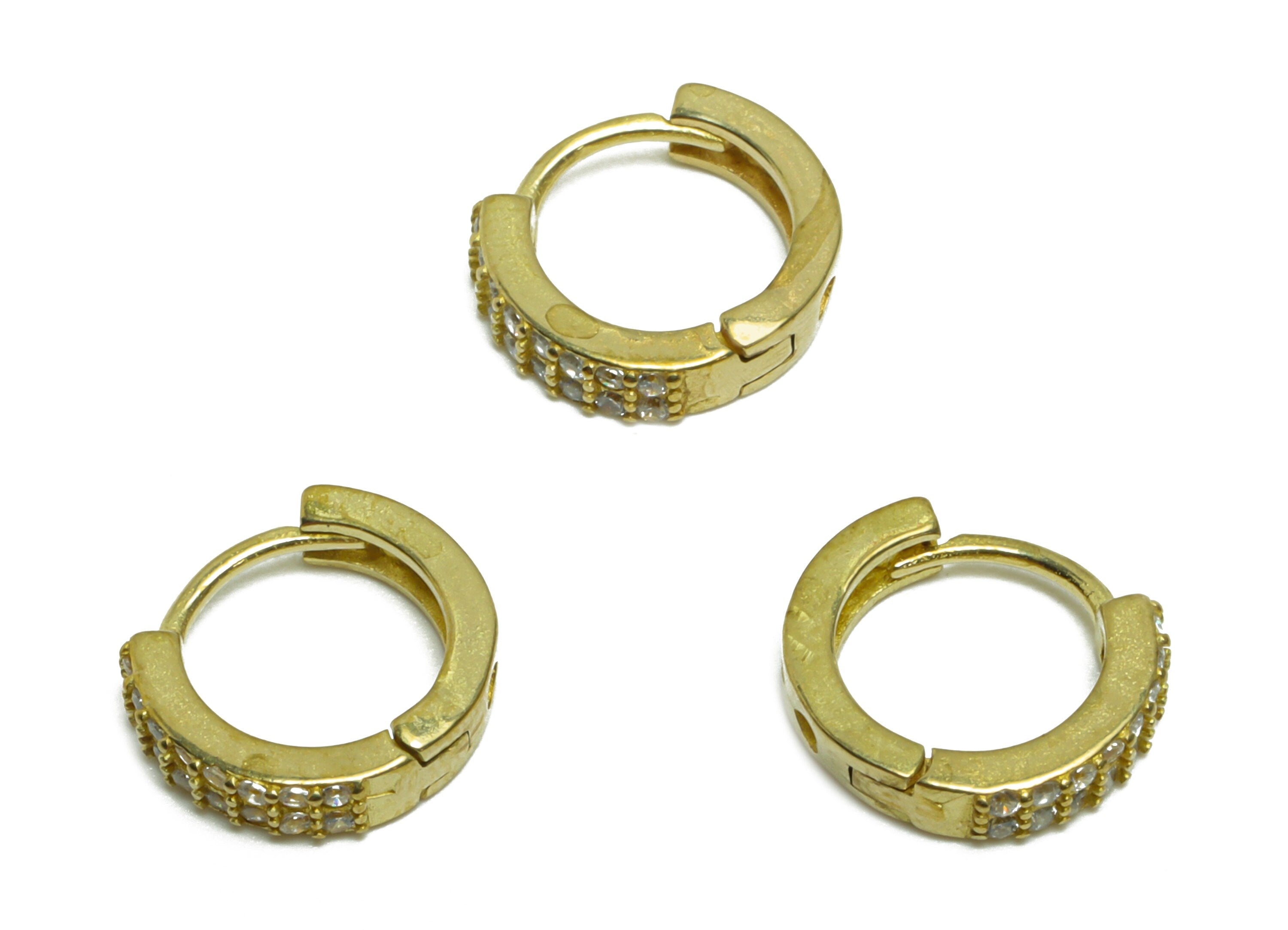 Brass CZ Heart Huggie Hoop Earring - Raw Brass Heart Hoop Huggie Earring - Brass Cubic Zircon Huggie Hoop Earring - 10.27x11.14x2mm - PP9529 - DOMEDBAZAAR