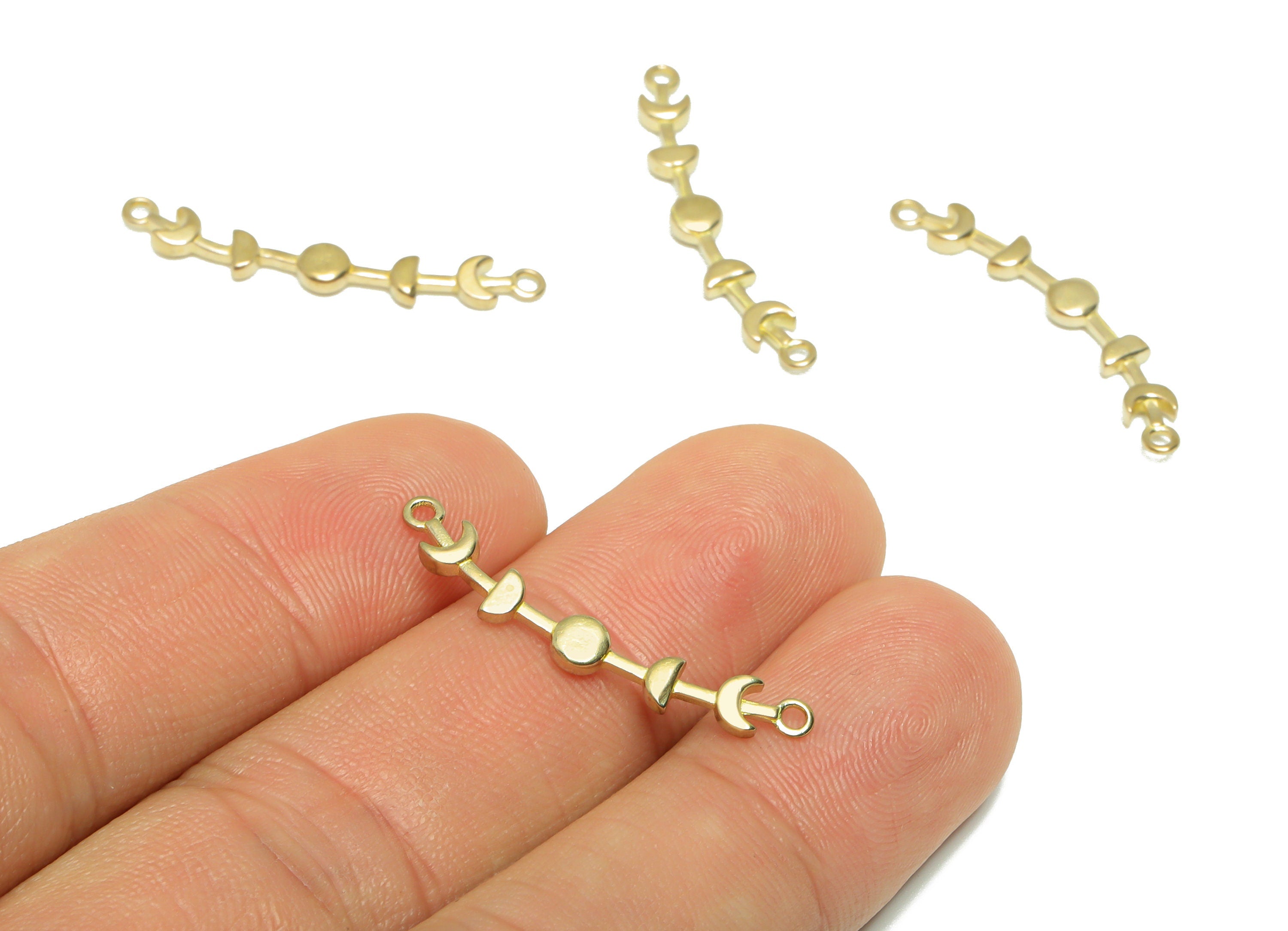 Brass Moon Phase Cycle Pendant - Raw Brass Crescent Earring Connector - Brass Phases of The Moon Necklace Charm - 30x5.5x2.17mm- PP9573 - DOMEDBAZAAR