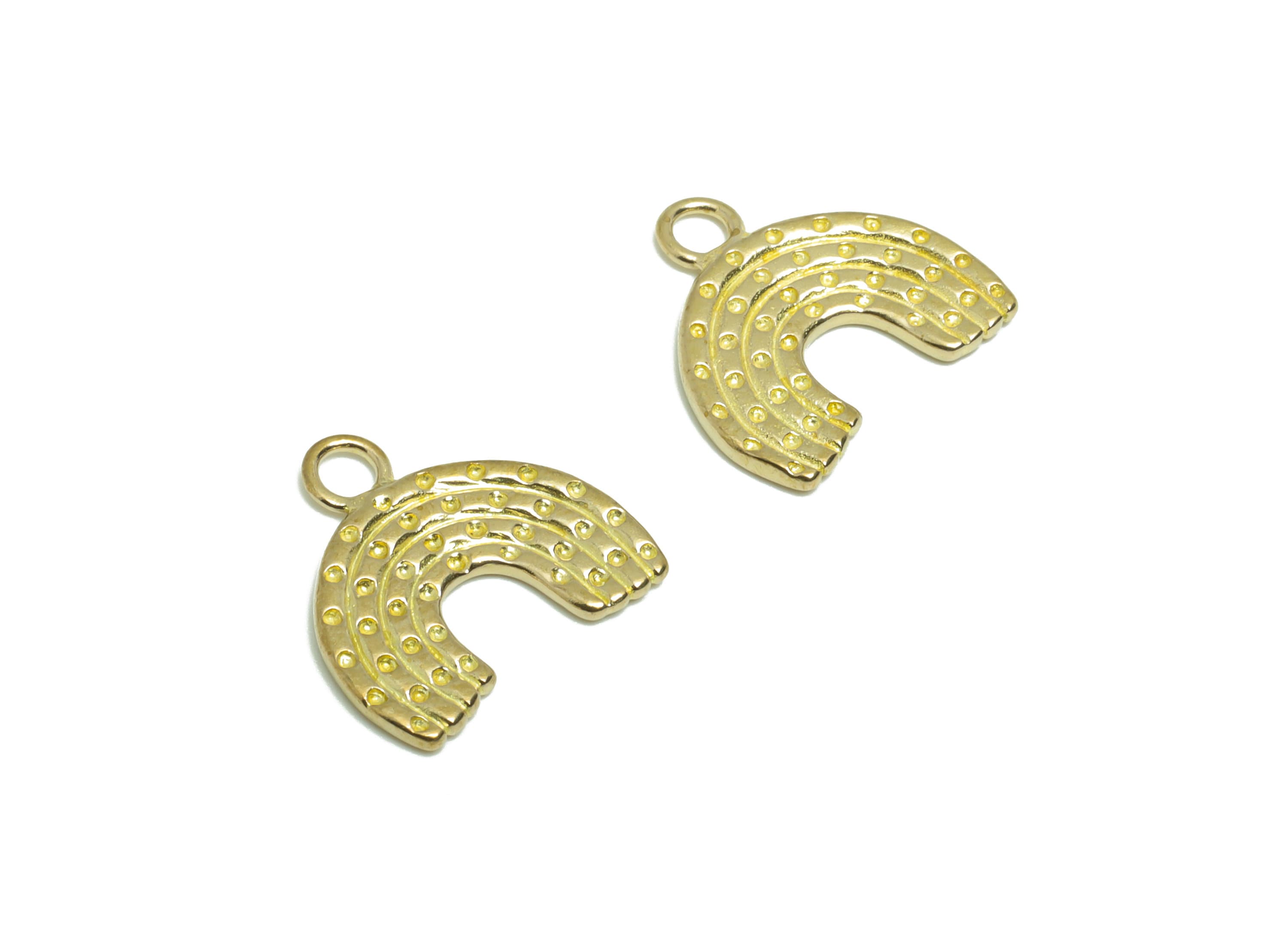 Brass Rainbow Earring Charm - Raw Brass Textured Rainbow Earring Charm - Brass Rainbow Pendant - 14.7x14.1x1.37mm - PP9555 - DOMEDBAZAAR