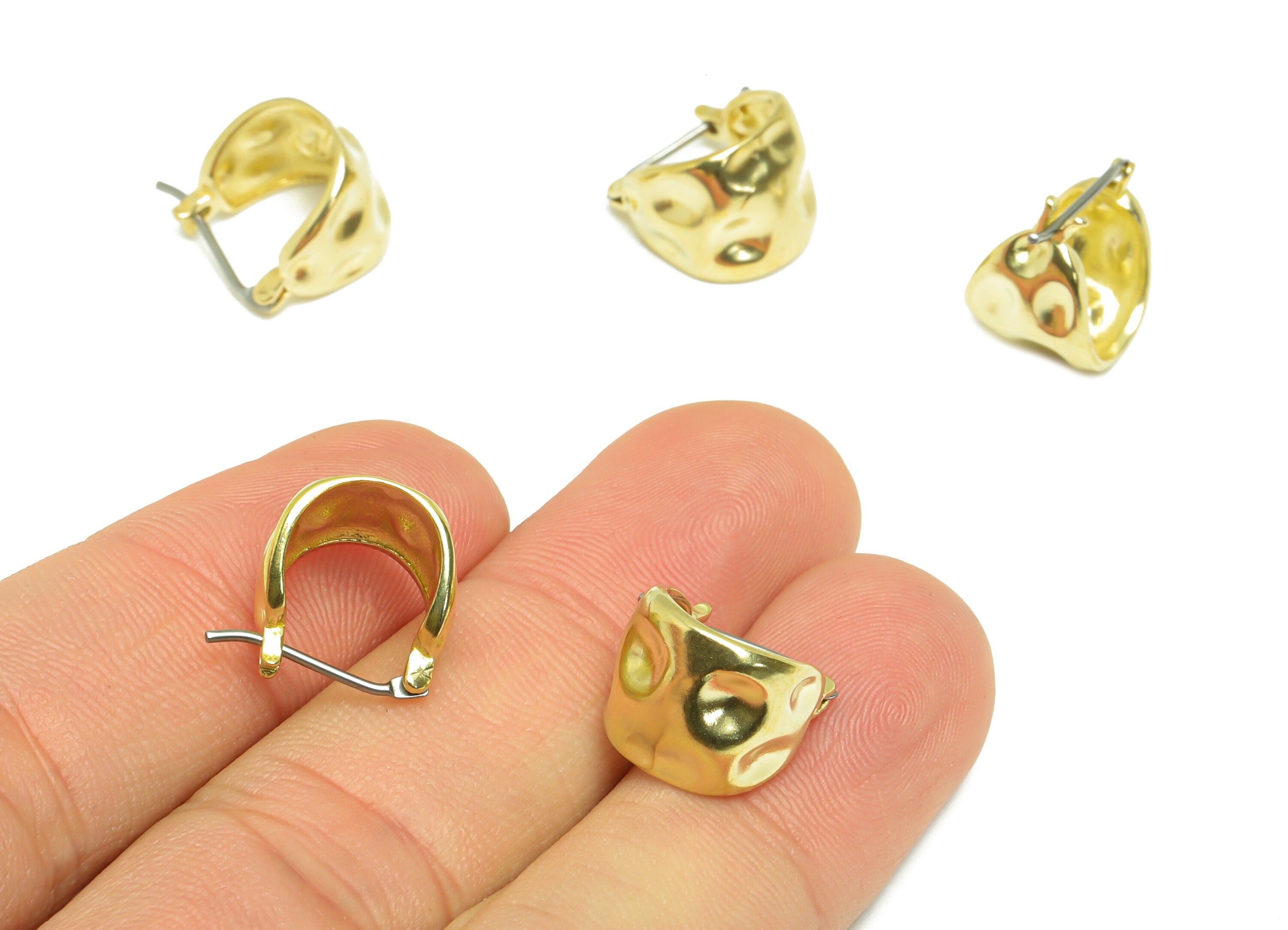 Hammered Hinged Back Earring - Raw Brass Wide Hoop Earring - Brass Hammered Hoop Earring - Hinged Back Earring - 8x4.2x1.82mm - PP9520 - DOMEDBAZAAR