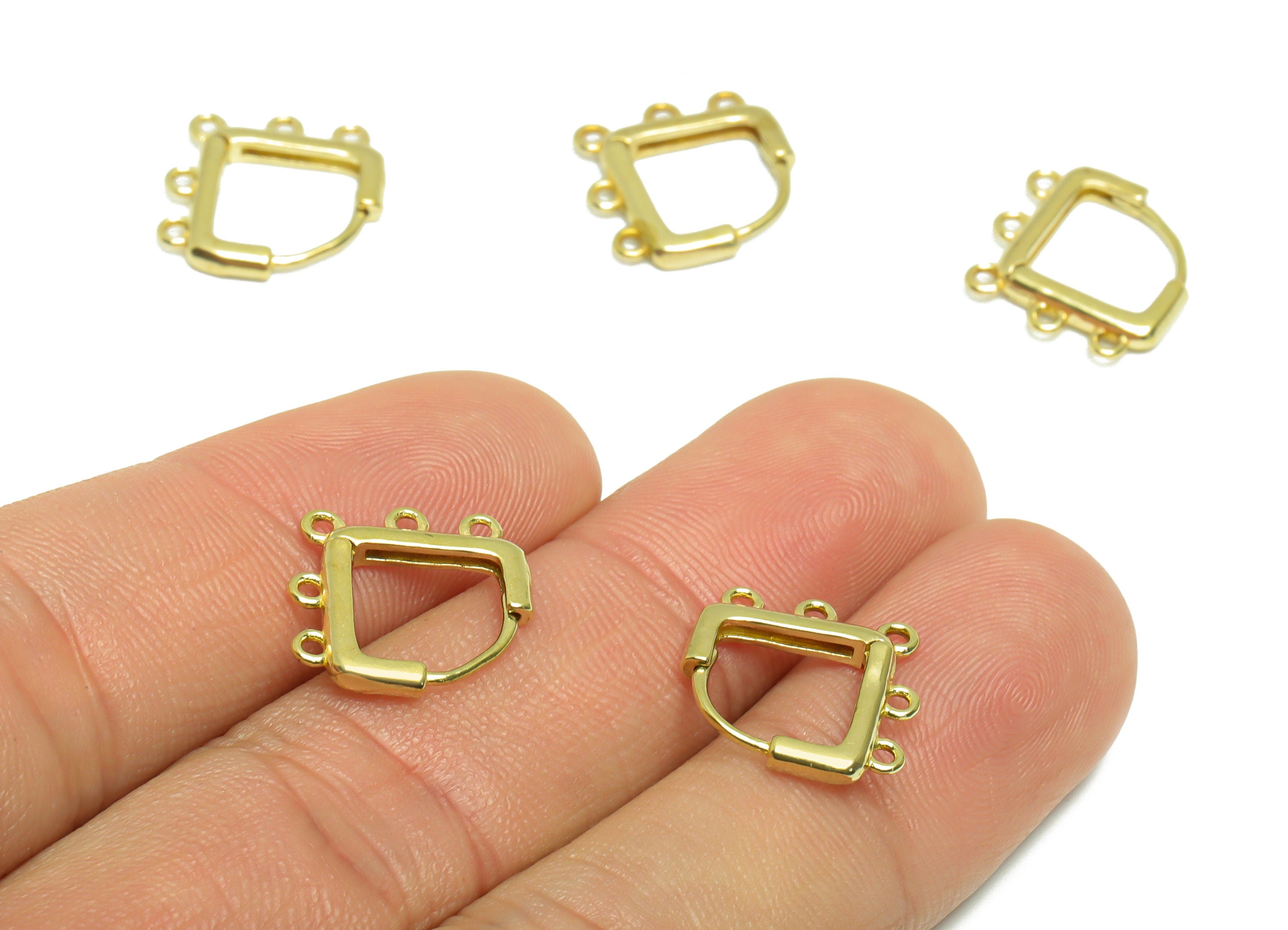 Diamond Huggie Hoop Earring - Raw Brass Earring Clasp With 5 Loop - Brass Clasp Hoop Earring For Tassel Chain - 14.33x14.32x2.06mm - PP9533 - DOMEDBAZAAR