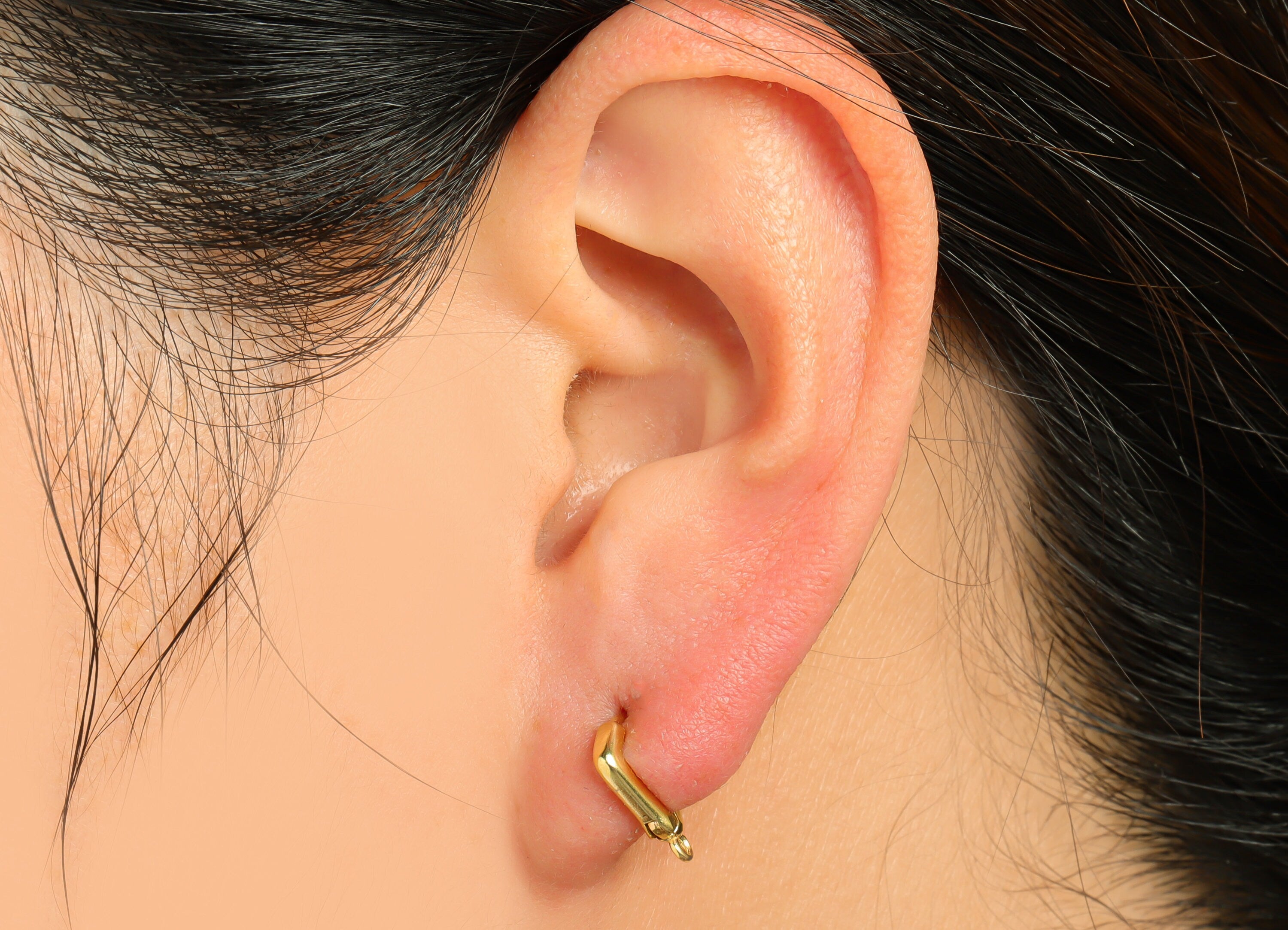 Square Huggie Hoop Earring - Raw Brass Earring Clasp With Loop - Brass Clasp Hoop Earring For Tassel Chain - 12.16x13.28x2.22mm- PP9526 - DOMEDBAZAAR
