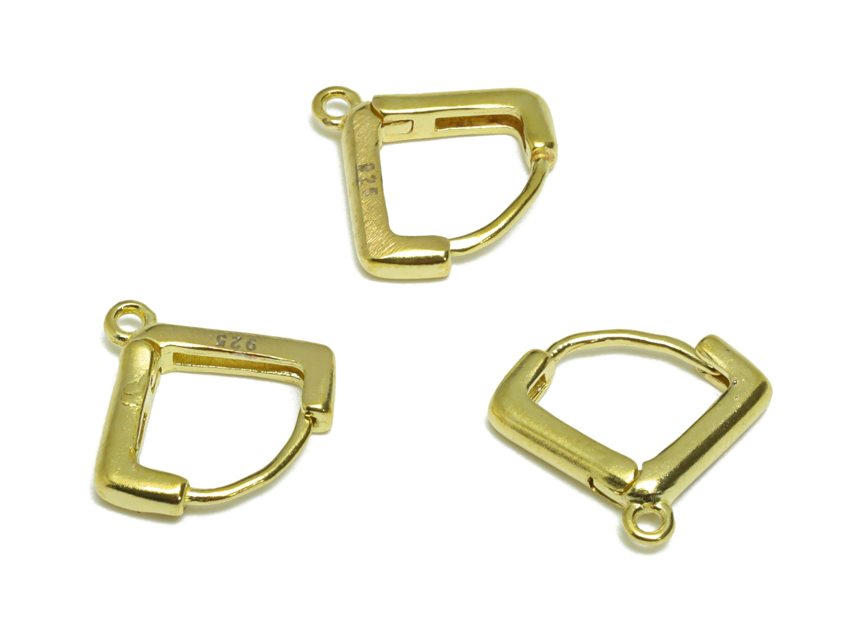 Square Huggie Hoop Earring - Raw Brass Earring Clasp With Loop - Brass Clasp Hoop Earring For Tassel Chain - 12.16x13.28x2.22mm- PP9526 - DOMEDBAZAAR