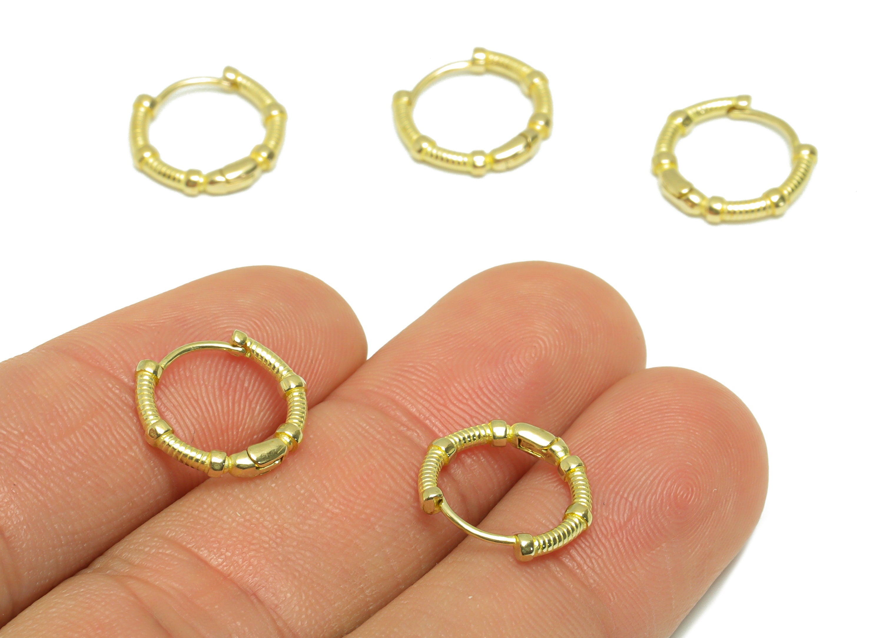 Brass Round Huggie Hoop Earring - Raw Brass Textured Wire Earring Clasp - Brass Clasp Earring - Clasp Hoop Earring - 14x12.7x2.1mm - PP9672 - DOMEDBAZAAR