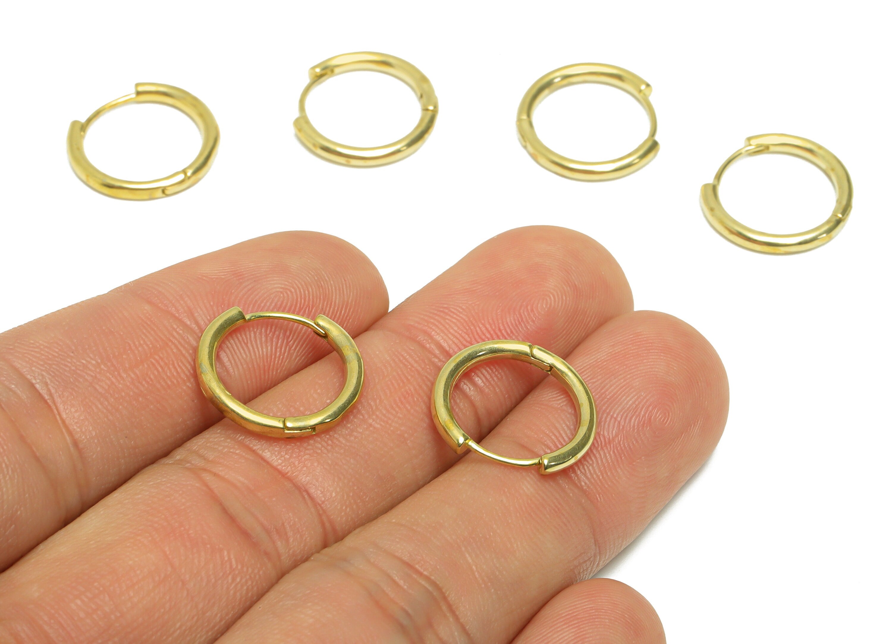 Brass Round Huggie Hoop Earring - Raw Brass Circle Wire Earring Clasp - Brass Clasp Earring - Clasp Hoop Earring - 15.63x14.6x2mm - PP9640 - DOMEDBAZAAR