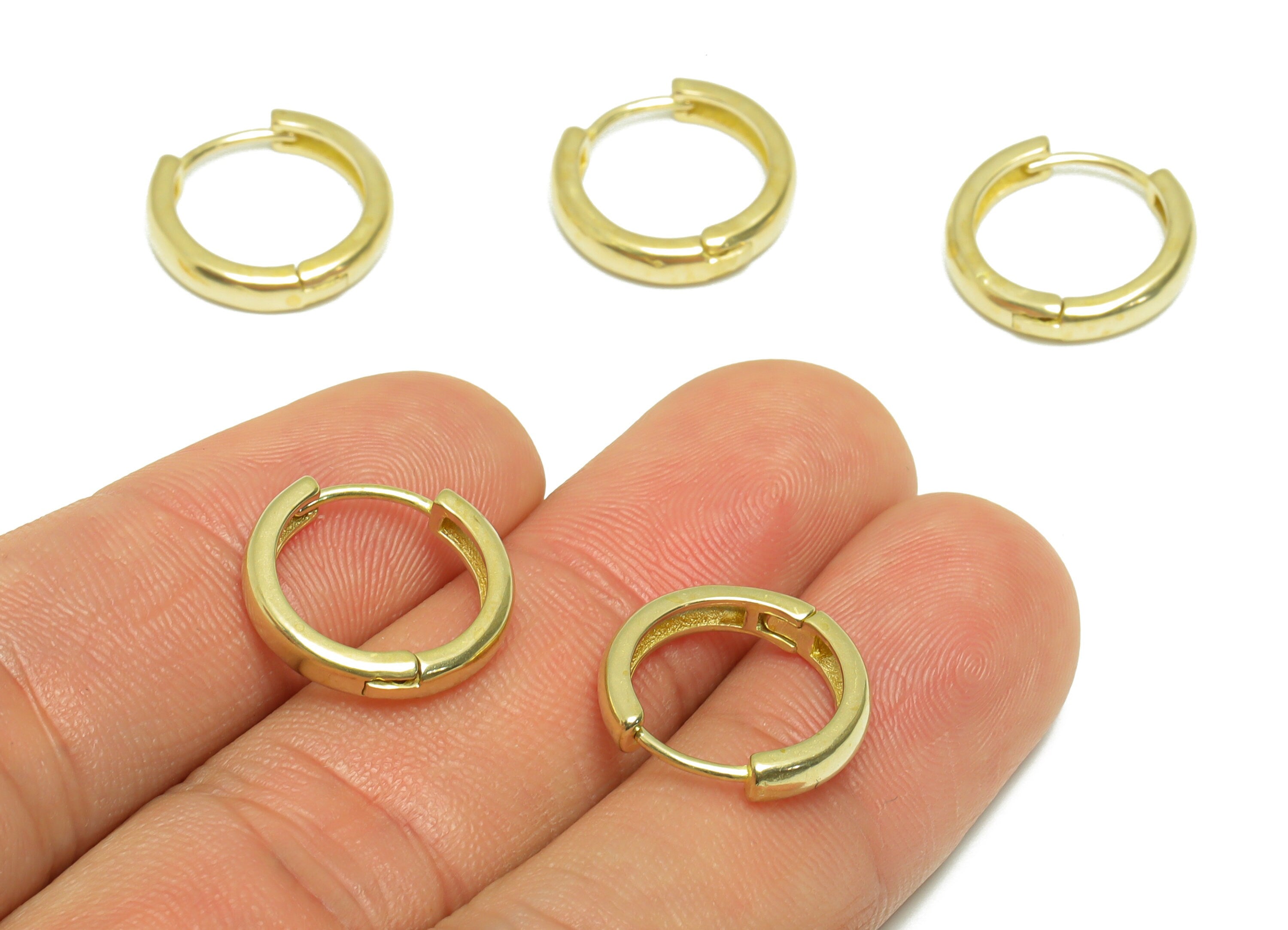 Brass Round Huggie Hoop Earring - Raw Brass Circle Wire Earring Clasp - Brass Clasp Earring - Clasp Hoop Earring - 15.8x14.2x3.1mm - PP9651 - DOMEDBAZAAR
