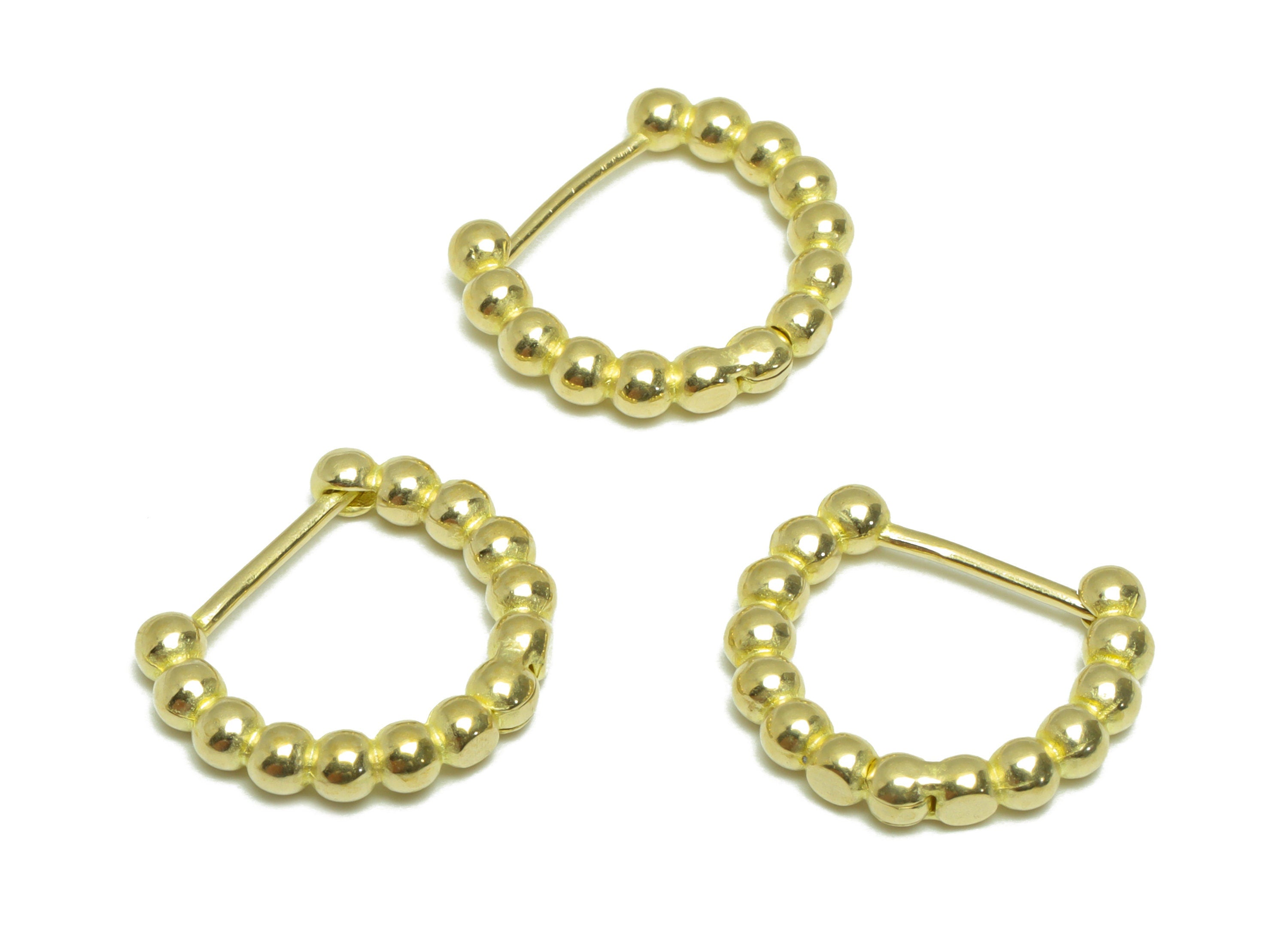 Balls Huggie Hoop C Earring - Raw Brass Circle Wire Earring Clasp - Brass Balls Hoop Huggie Earring - 17.4x15.1x2.92mm - PP9755 - DOMEDBAZAAR