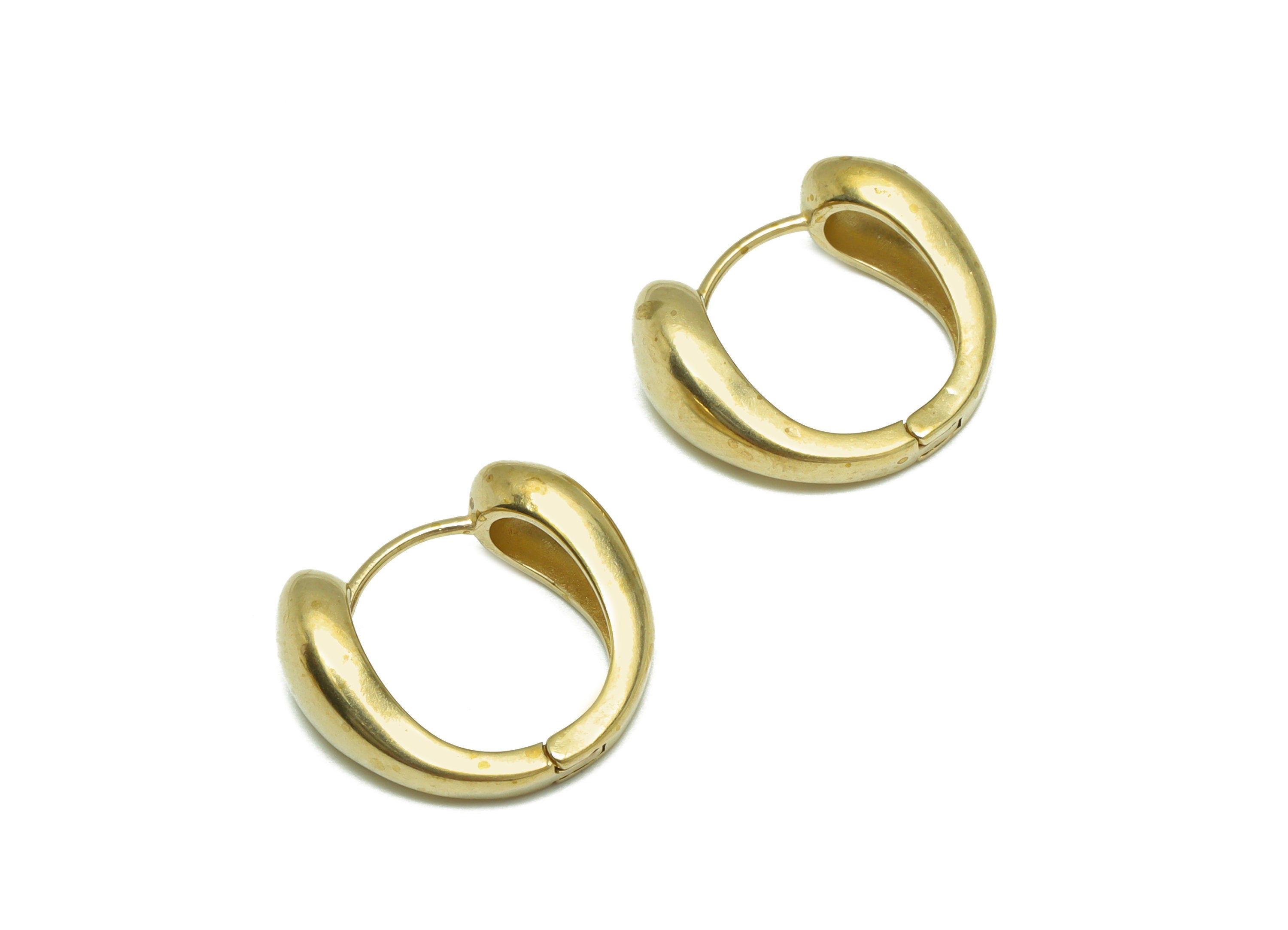 Brass Thick Huggie Hoop Earring - Raw Brass Drop Hoop Wire Earring - Brass Teardrop Huggie Hoop Earring - 17.5x14.9x6.6mm - PP9822 - DOMEDBAZAAR