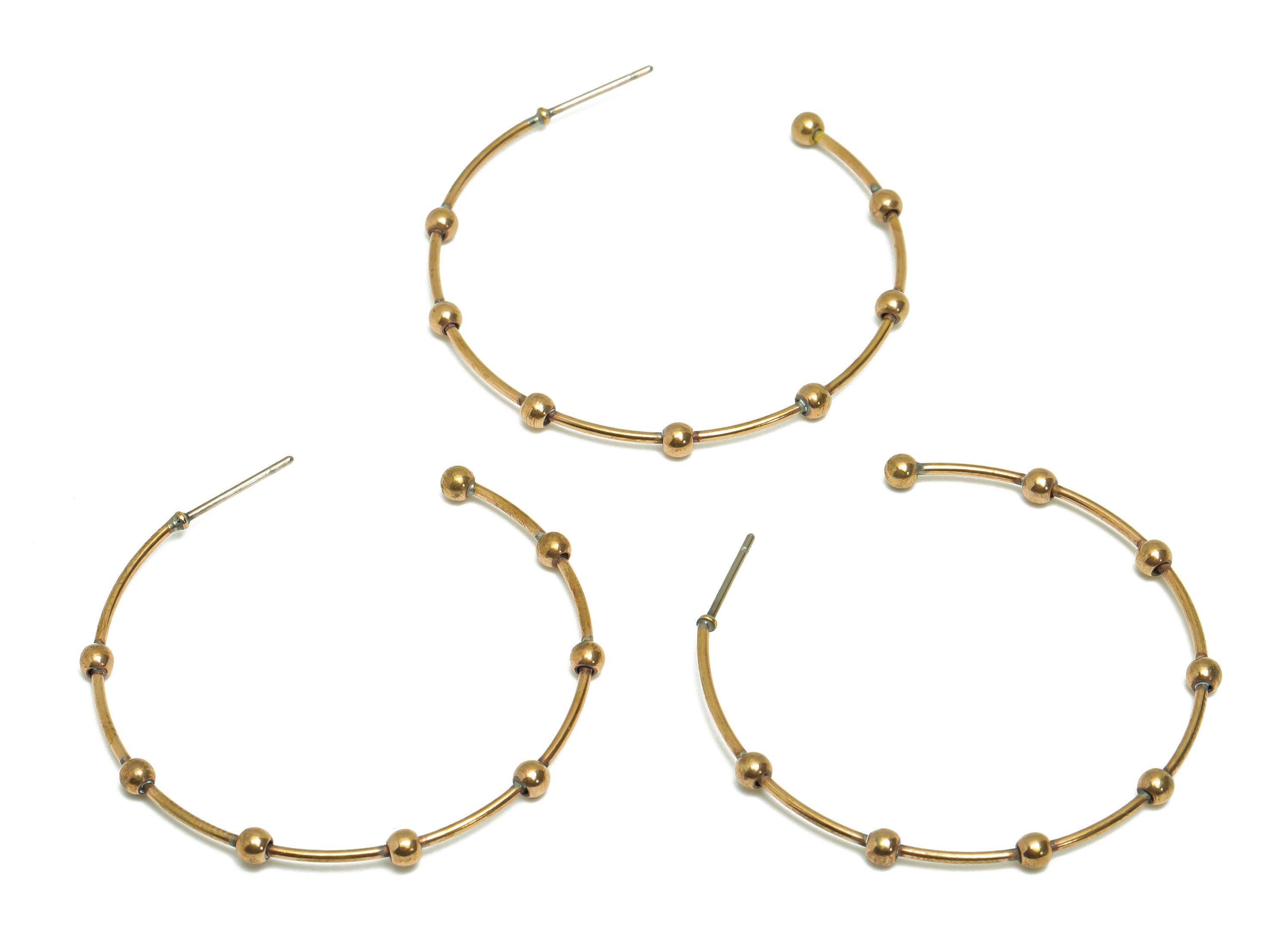 Brass Hoop Earring Stud - Raw Brass Hoop Earring Post - Brass Open Hoop Earring Post - Ball Wire C Hoop Earring - 41.44x40.5x2.8mm - PP9362 - DOMEDBAZAAR