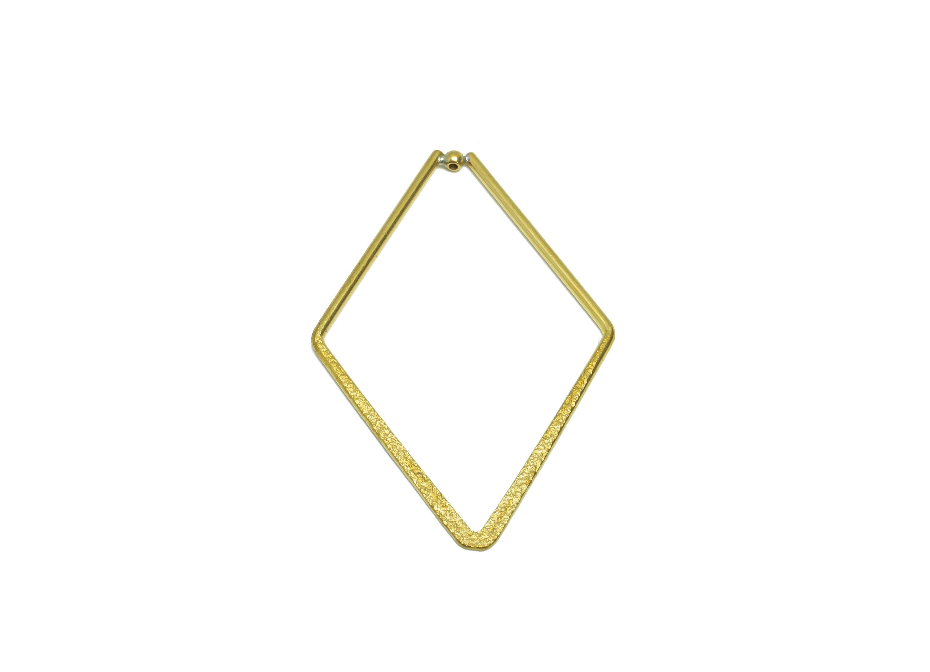Brass Diamond Earring Charm - Raw Brass Textured Earring Charm - Hammered Rhombic Earring Charm - Bead Pendant - 52.3x34.5x1.3mm - PP9350 - DOMEDBAZAAR