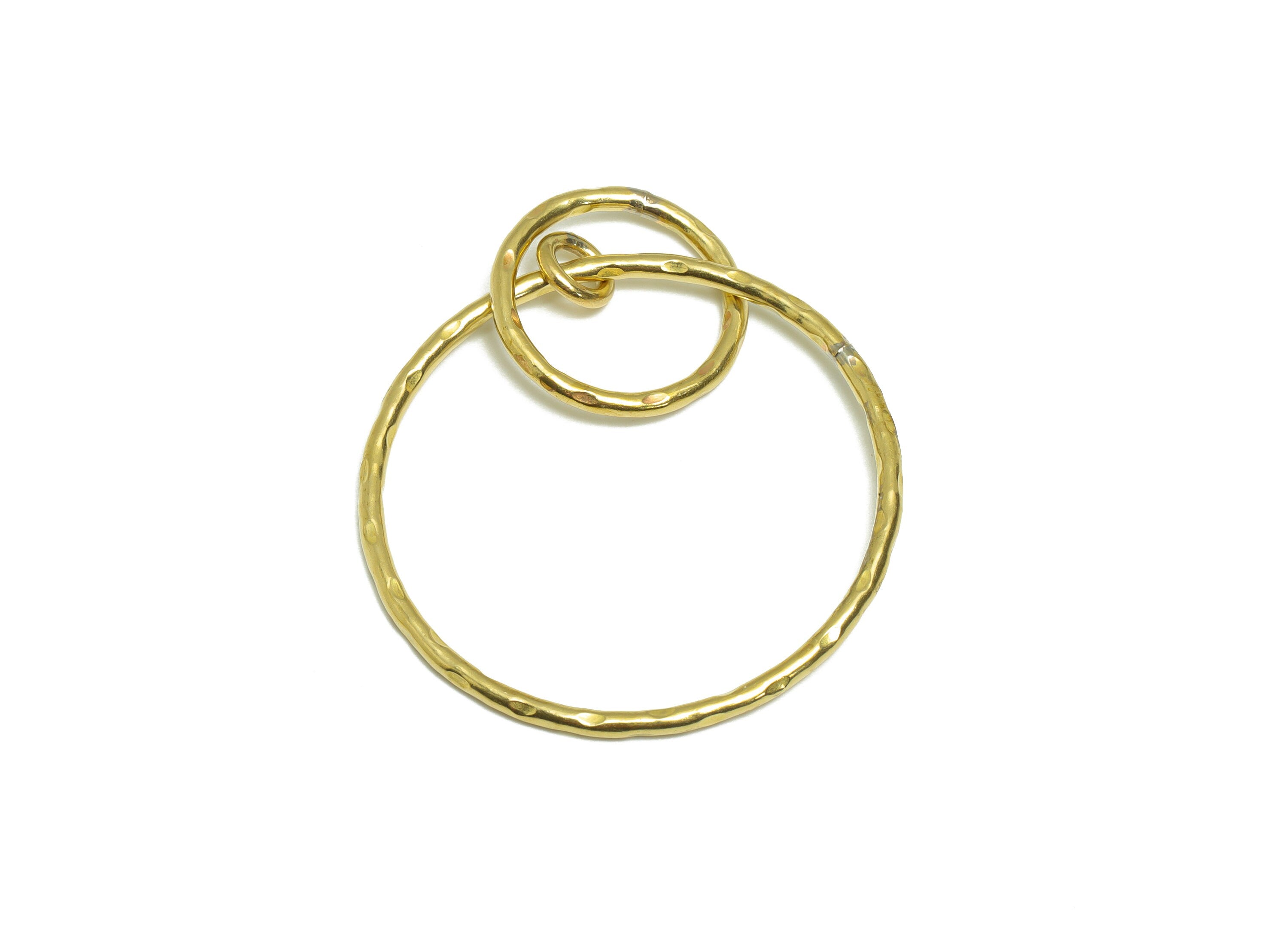 Brass Circle Earring Charm - Raw Brass Textured Earring Charm - Brass Interlock Earring Hoop - Dangle Charm - 56.69x40.54x1.82mm - PP9353 - DOMEDBAZAAR
