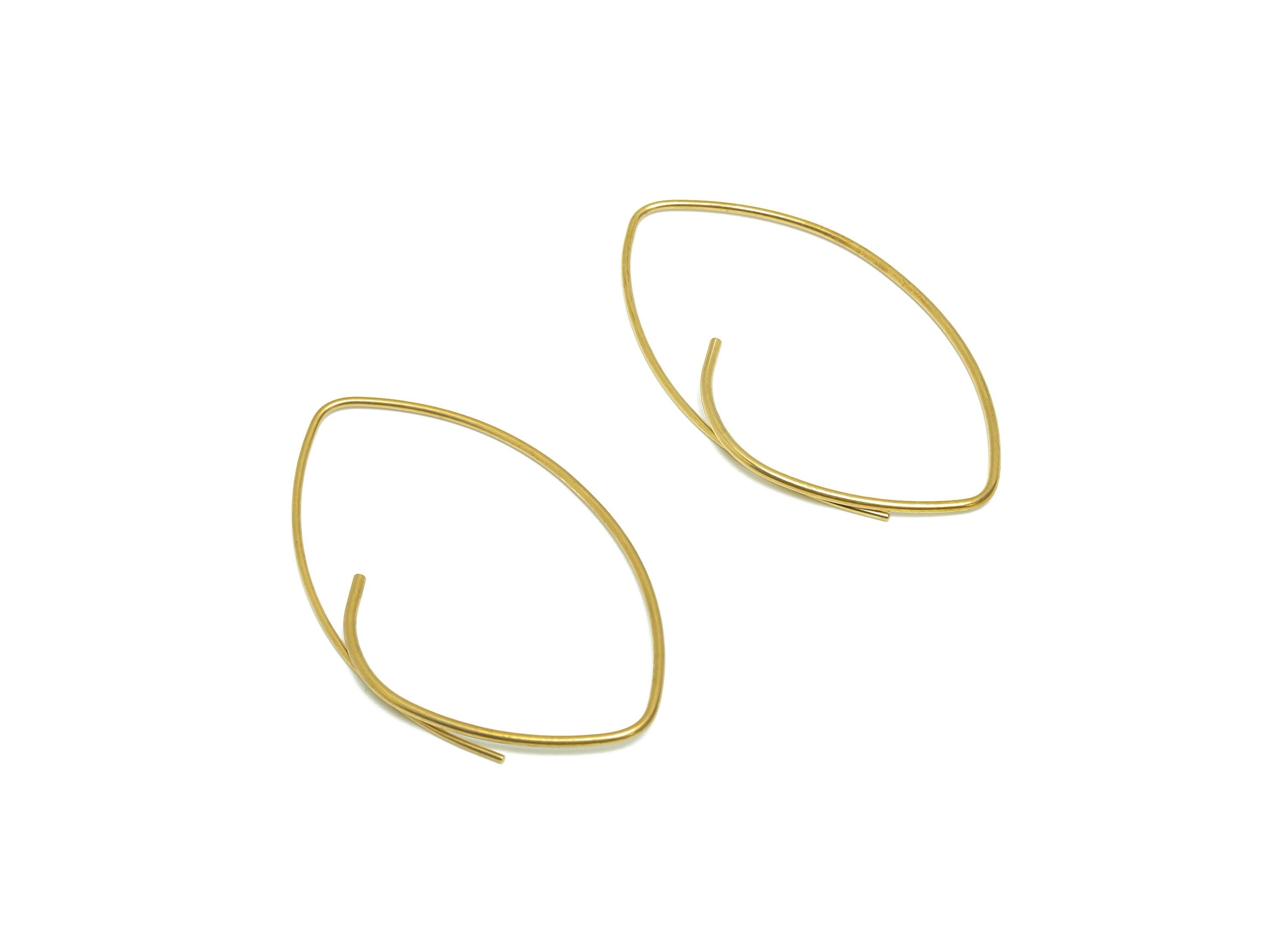 Brass Marquise Earring Wire - Raw Brass Marquise Ear Hook - Brass Earring Hook - Wire Earring - Wire Hook Earring - 48x27x1mm - PP9361 - DOMEDBAZAAR