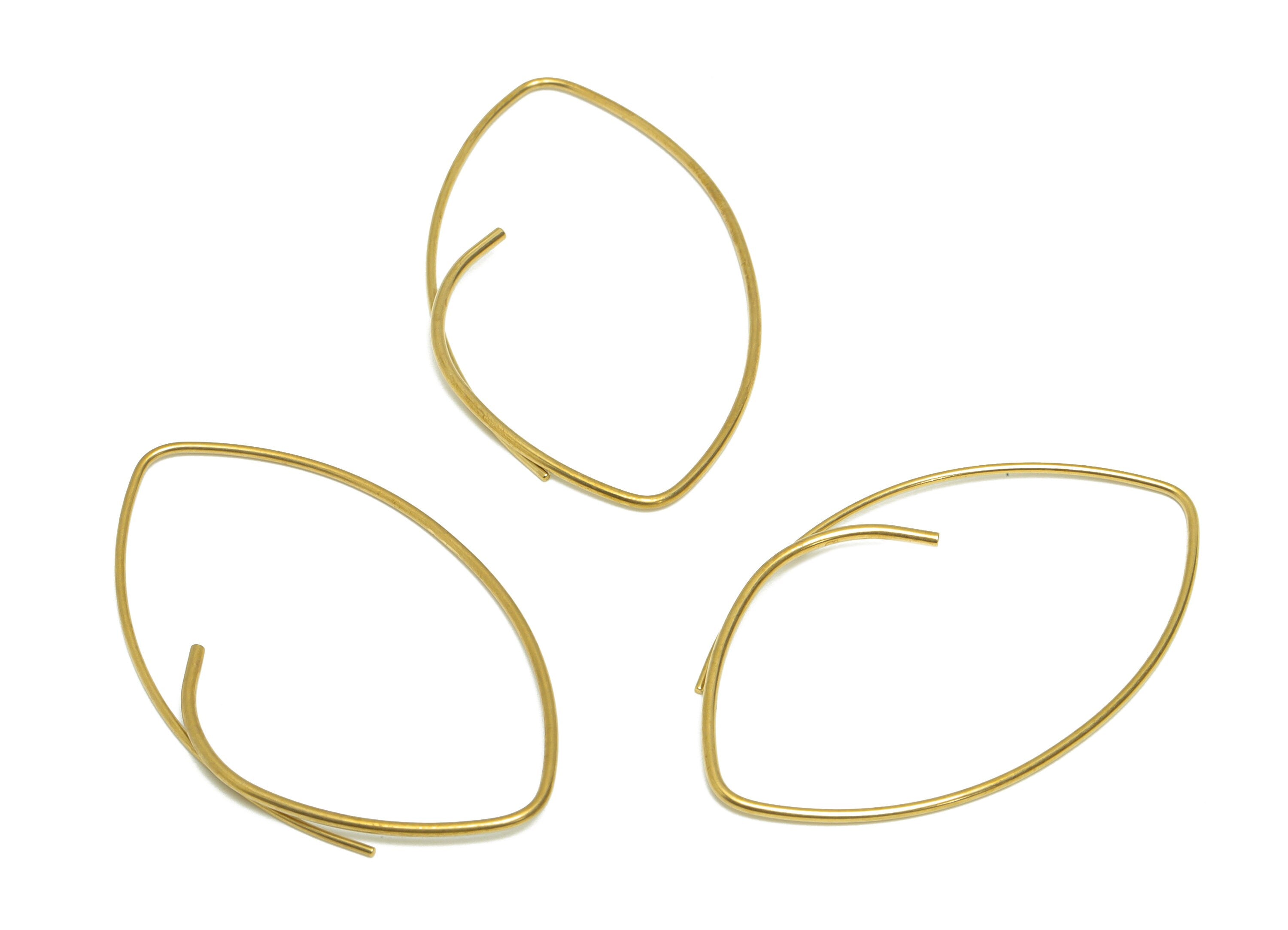 Brass Marquise Earring Wire - Raw Brass Marquise Ear Hook - Brass Earring Hook - Wire Earring - Wire Hook Earring - 48x27x1mm - PP9361 - DOMEDBAZAAR