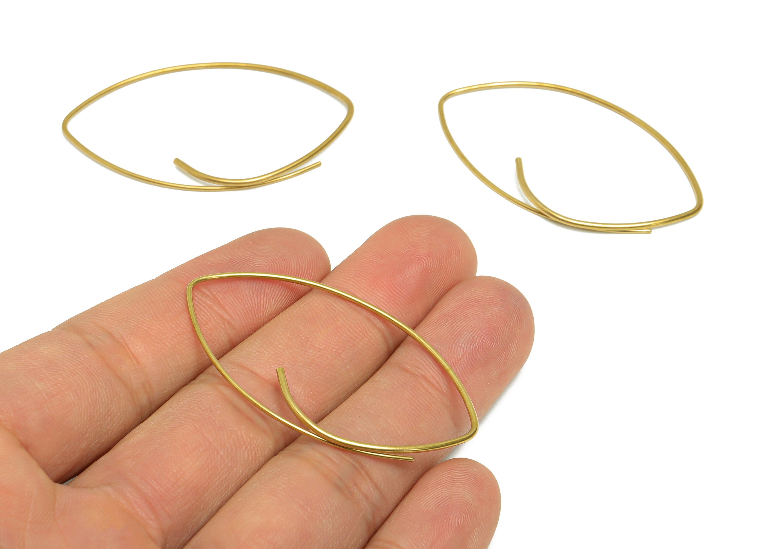 Brass Marquise Earring Wire - Raw Brass Marquise Ear Hook - Brass Earring Hook - Wire Earring - Wire Hook Earring - 48x27x1mm - PP9361 - DOMEDBAZAAR