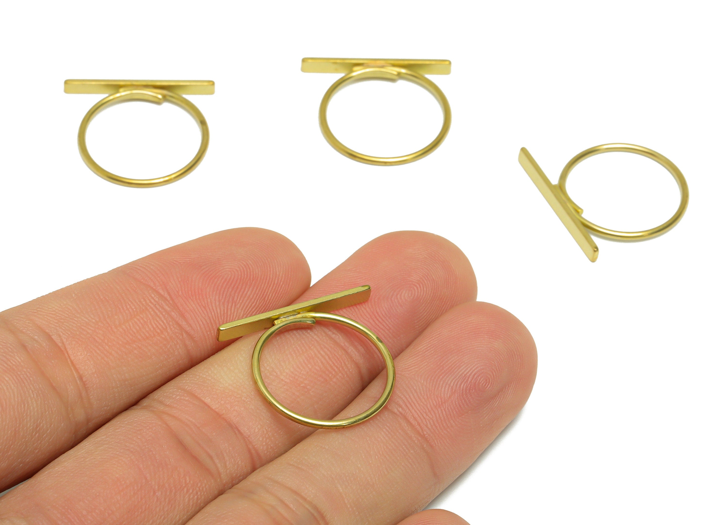 Brass Adjustable Rectangle Ring - Raw Brass Ring Settings - Brass Rectangle Rings - Ring Adjustable Finding - Bar Ring - 20x21x1mm - PP9369 - DOMEDBAZAAR