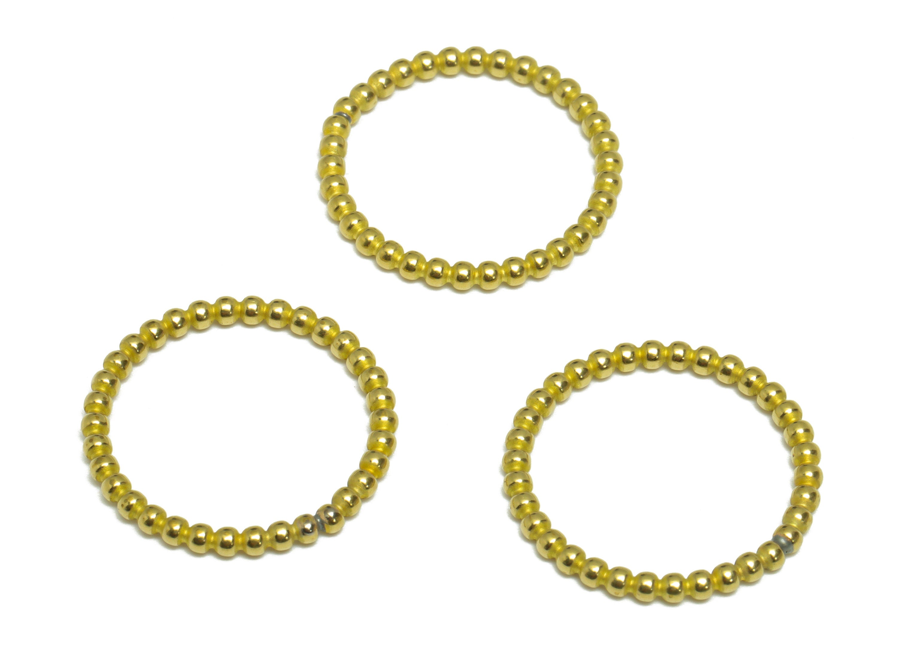 17mm Ball Wire Chian Ring - Raw Brass Dainty Beaded Band - Brass Solid Gold Thin Ring - Brass Beaded Ring - 21x21x1.8mm - PP9405 - DOMEDBAZAAR