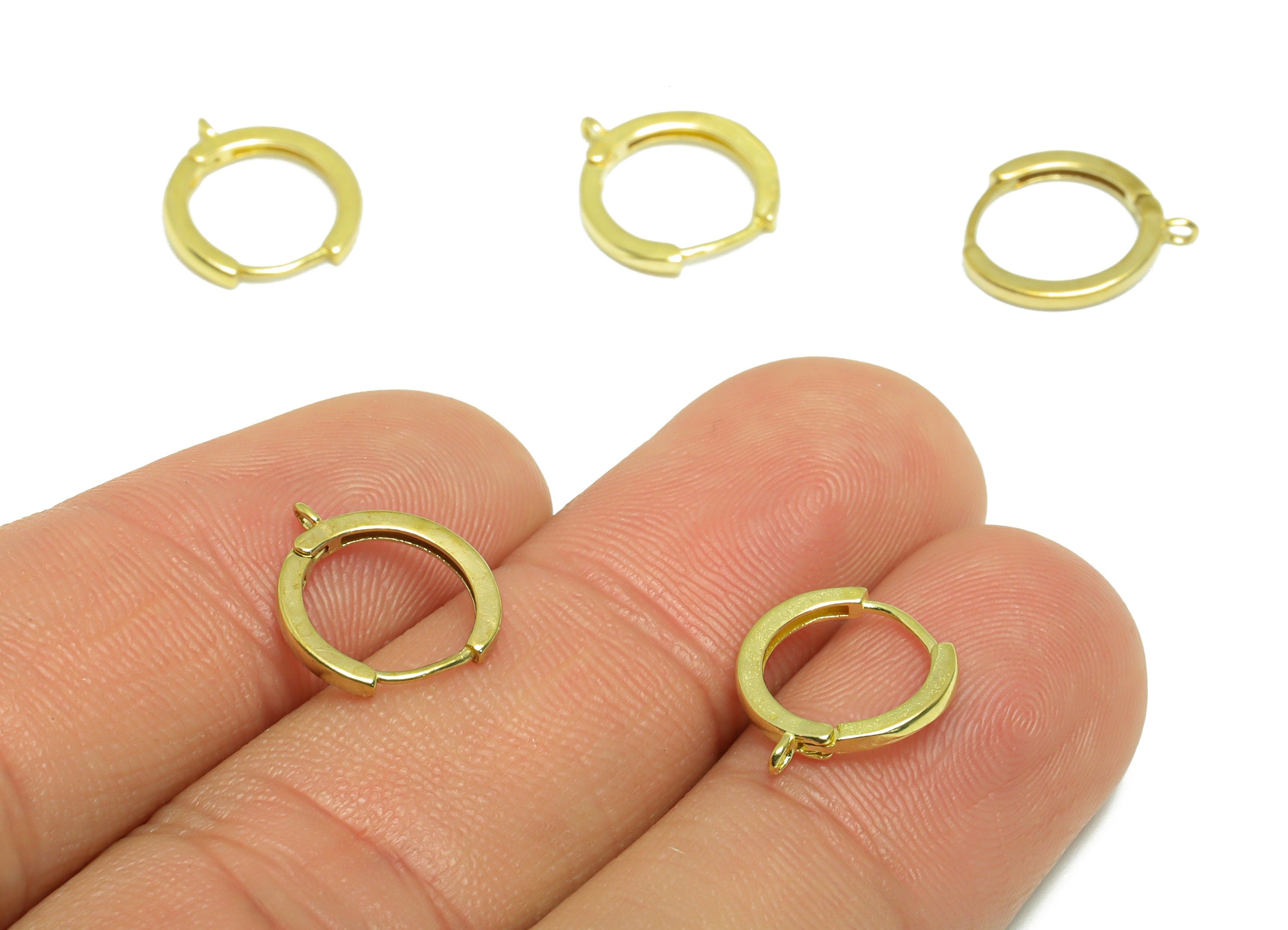 Round Huggie Hoop Earring - Raw Brass Mini Earring Clasp - Brass Circle Clasp Earring - Clasp Huggie Earring - 12.91x11.29x1.73mm - PP9489 - DOMEDBAZAAR