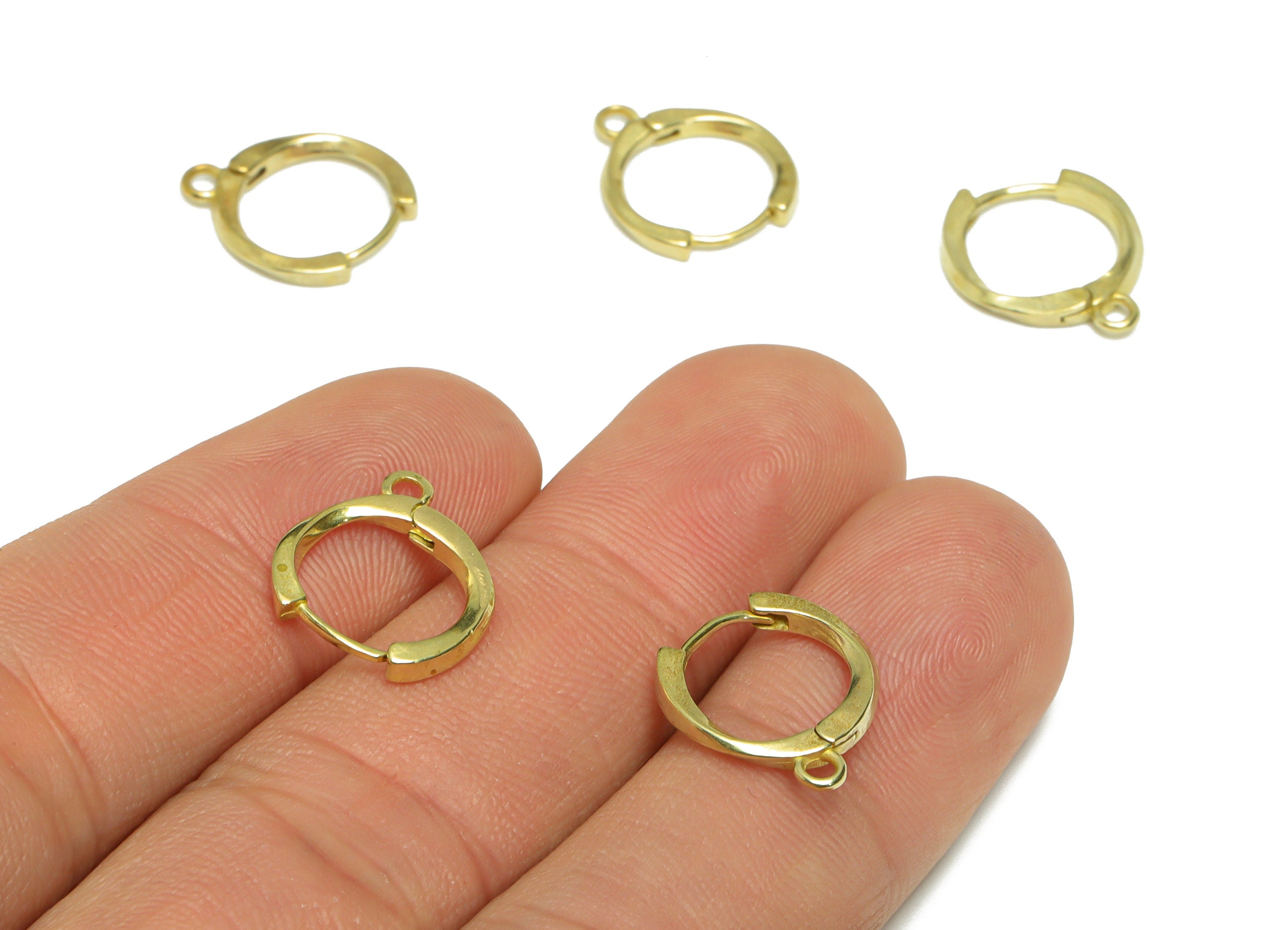 Round Huggie Hoop Earring - Raw Brass Mini Earring Clasp - Brass Circle Hoop Clasp Earring - Clasp Huggie Earring - 14.01x12x1.83mm - PP9490 - DOMEDBAZAAR