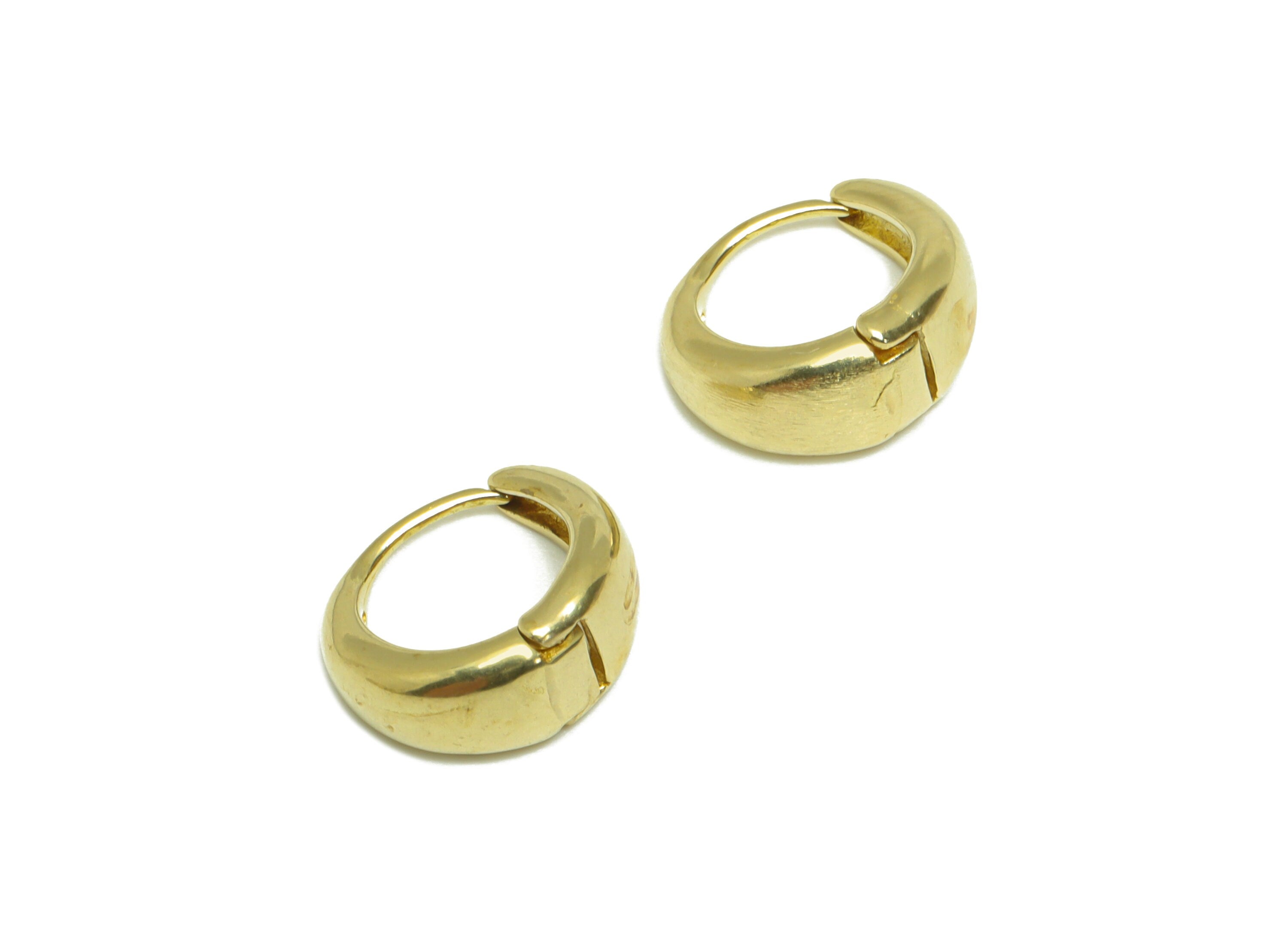 Brass Thick Huggie Hoop Earring - Raw Brass Mini Earring Clasp - Brass Circle Hoop Clasp Earring - Clasp Huggie Earring - 10x11x2mm - PP9492 - DOMEDBAZAAR