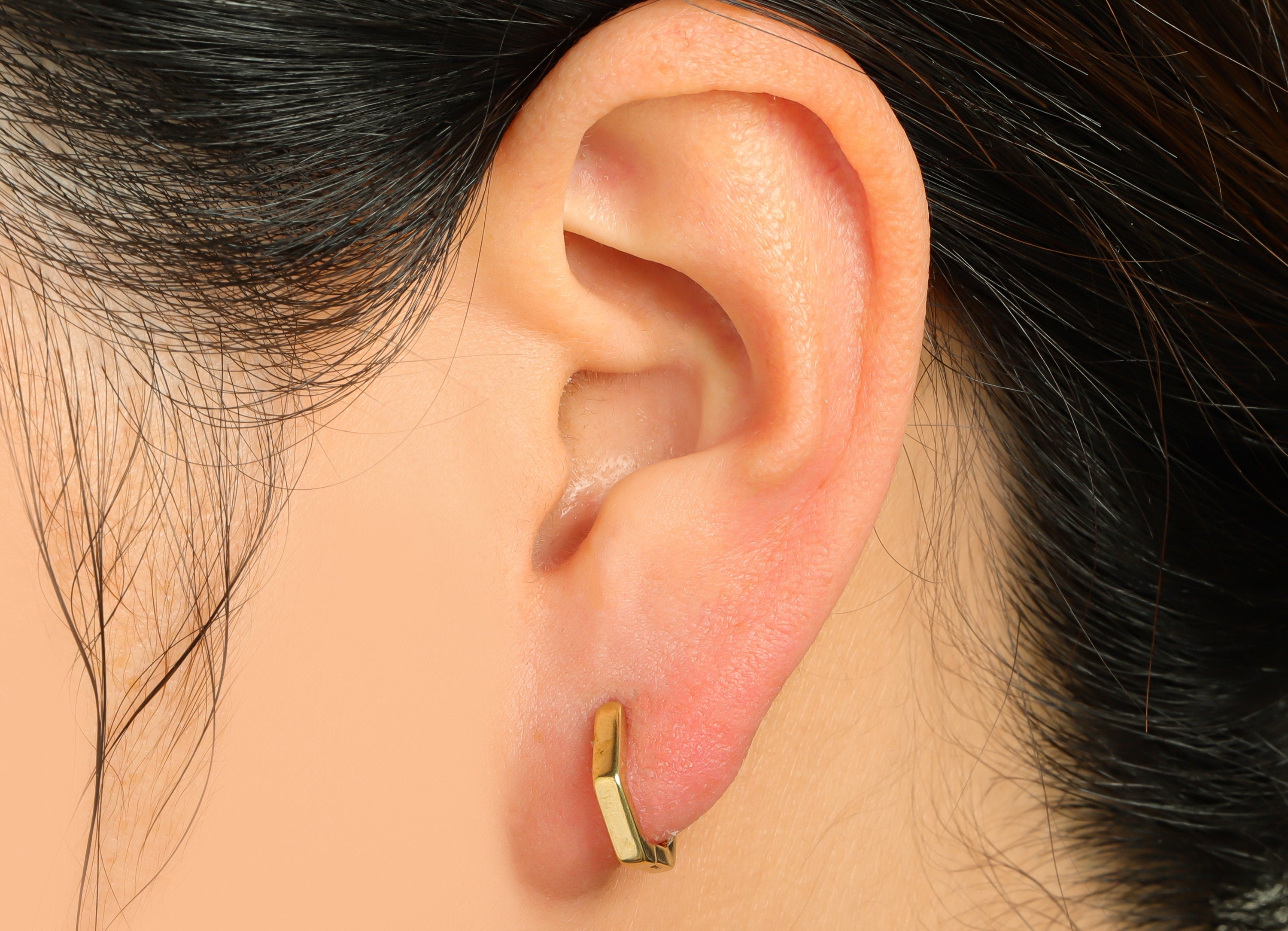 Brass Hexagon Huggie Hoop - Raw Brass Earring Clasp - Brass Hoop Clasp Earring - Brass Geometry Hoop Earring - 9.96x10.37x 2.12mm - PP9486 - DOMEDBAZAAR