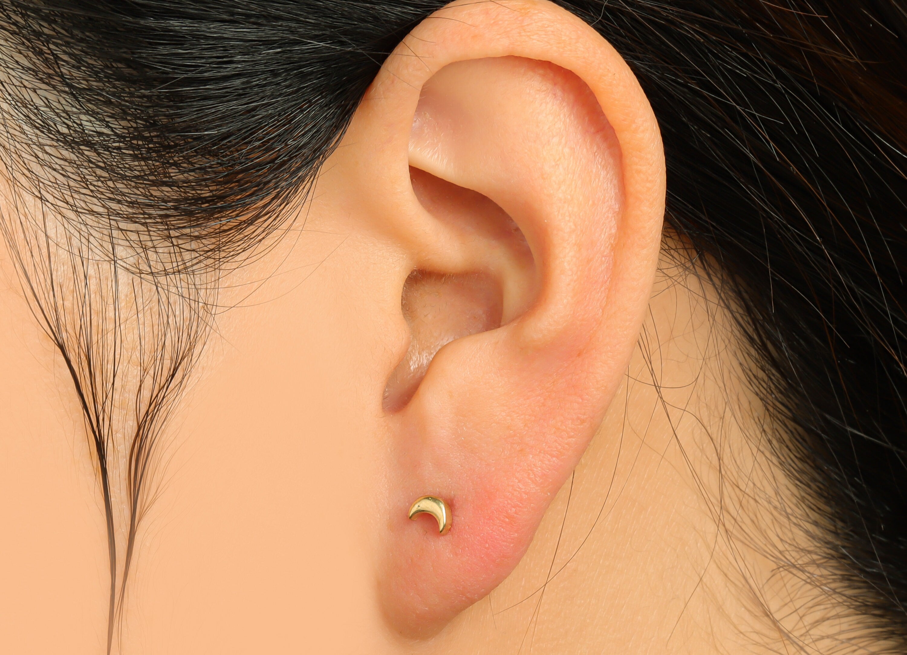 Brass Crescent Earring Stud - Raw Brass Mini Moon Earring Post - Brass Minimalist Crescent Earring Post - 14x4.5x2.5mm - PP9786 - DOMEDBAZAAR