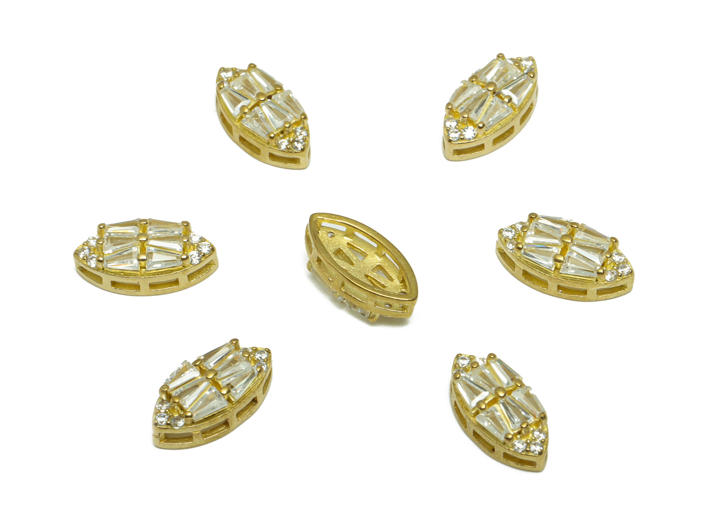 Brass Zircon Marquise Earring Charm - Brass Trapezoid Earring Pendant - Raw Brass CZ Earring Charm - Bracelet Bead - 11.9x6x4.5mm -PP9763 - DOMEDBAZAAR