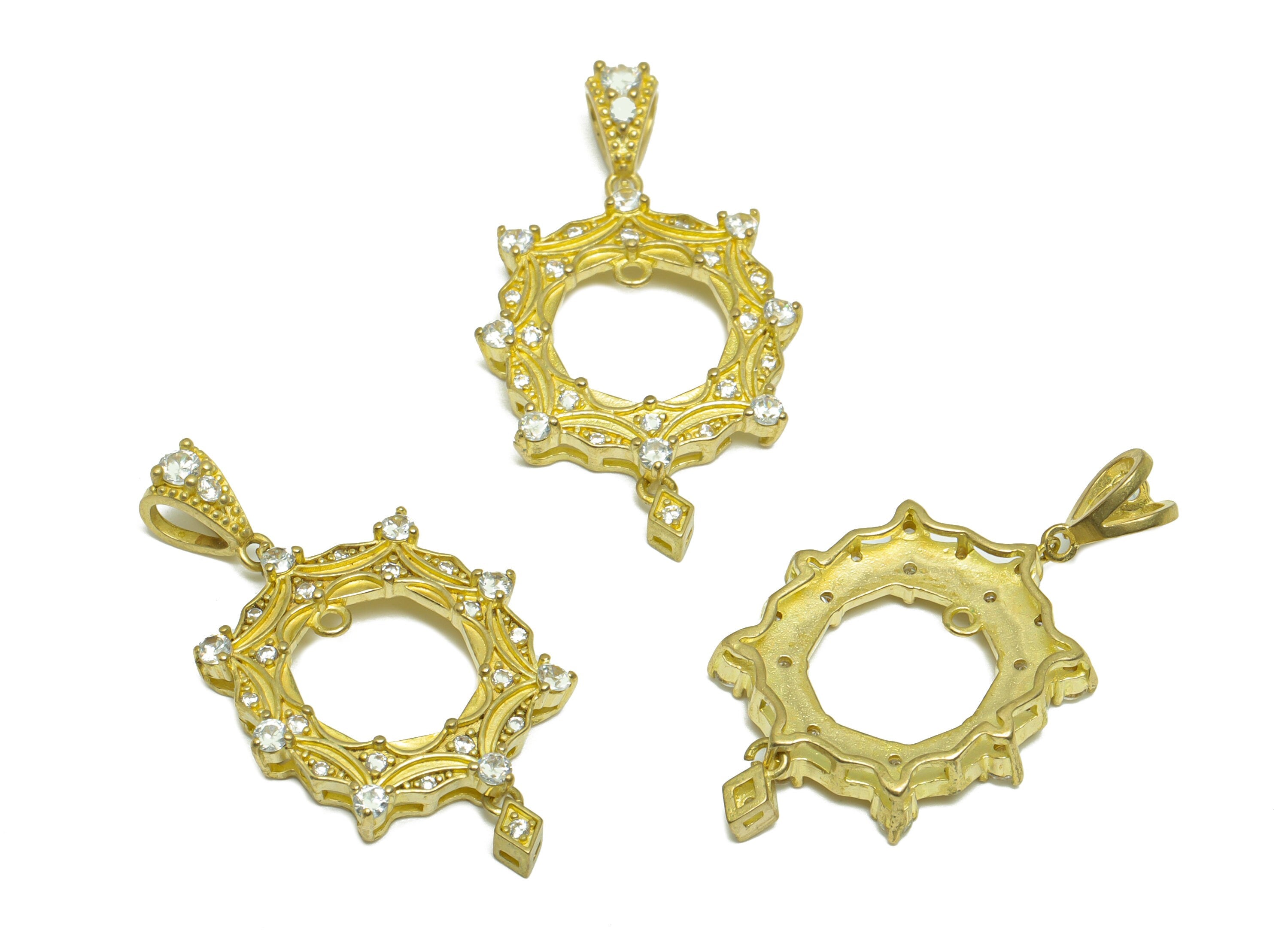 Brass CZ Oval Earring Charm - Textured Vintage Antique Earring Pendant - Raw Brass Zircon Earring Charm For Diamond - 34x19.2x4.1mm - PP9723 - DOMEDBAZAAR