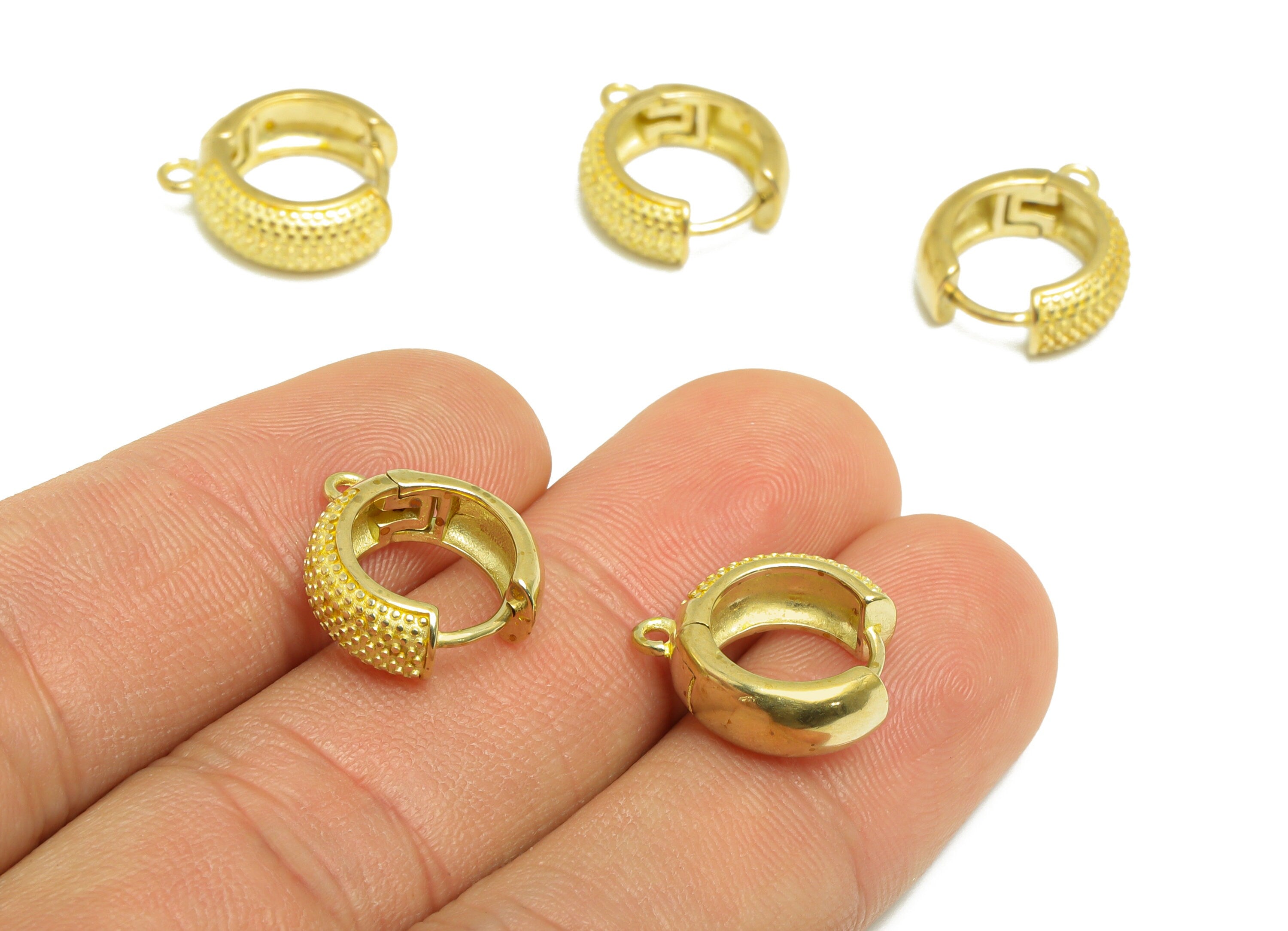 Brass Round Huggie Hoop Earring - Raw Brass Thick Textured Hoop Wire Earring - Brass Minimalist Huggie Hoop Earring - 15.9x14x5.4mm- PP9817 - DOMEDBAZAAR