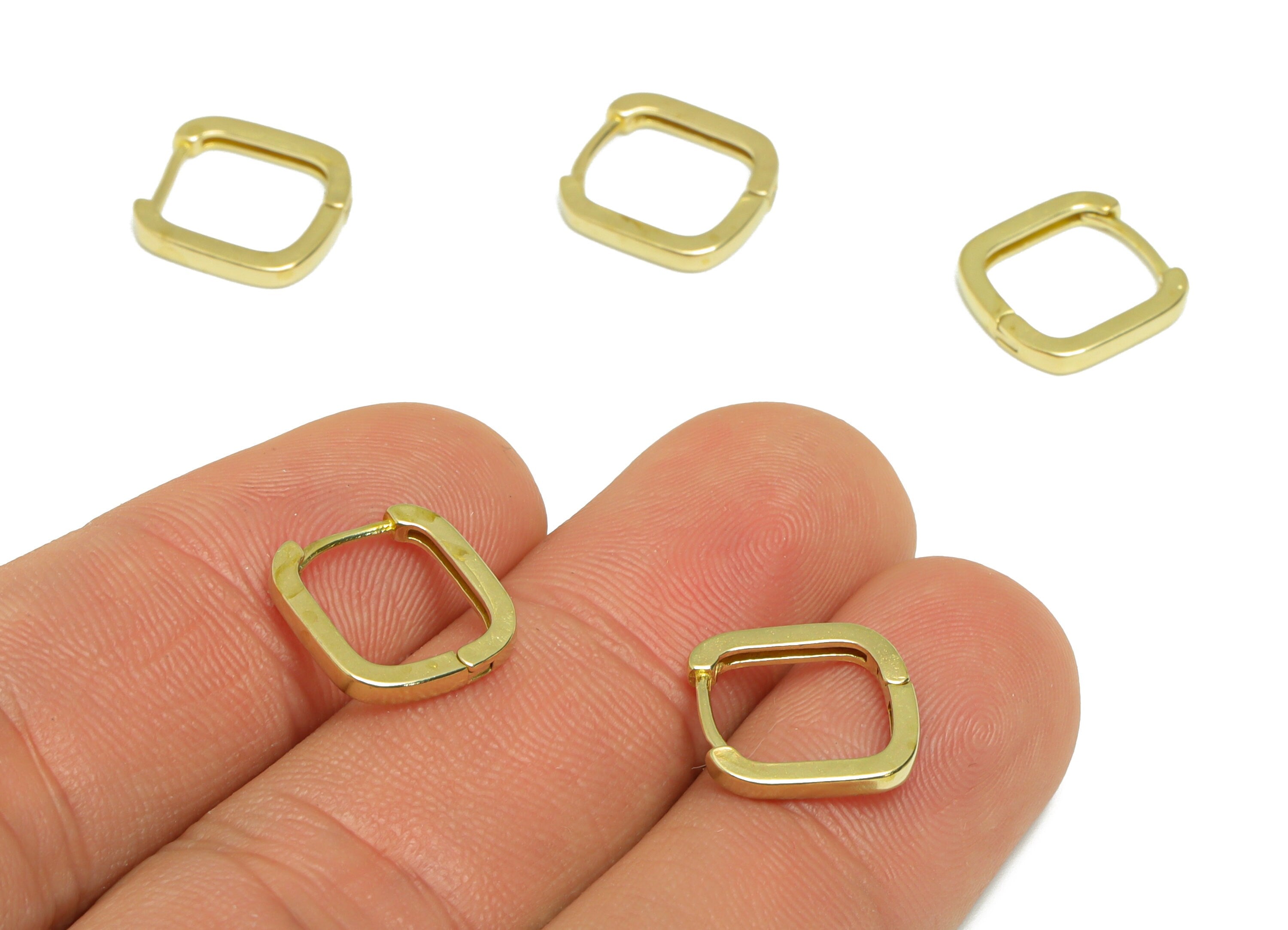 Brass Square Huggie Hoop Earring - Raw Brass Square Hoop Huggie Earring - Brass Geometry Hoop Earring - 12.17x11.97x1.74mm - PP9528 - DOMEDBAZAAR