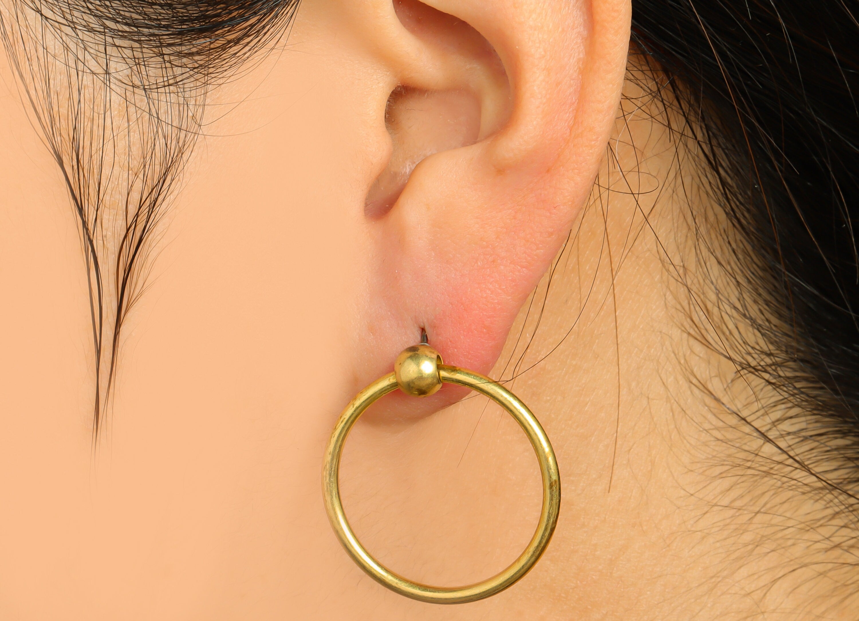 Brass Dangle Earring Stud - Raw Brass Round Ball Earring Post - Brass Circle Geometry Earring Post - 28x26.97x2.26mm - PP9927 - DOMEDBAZAAR