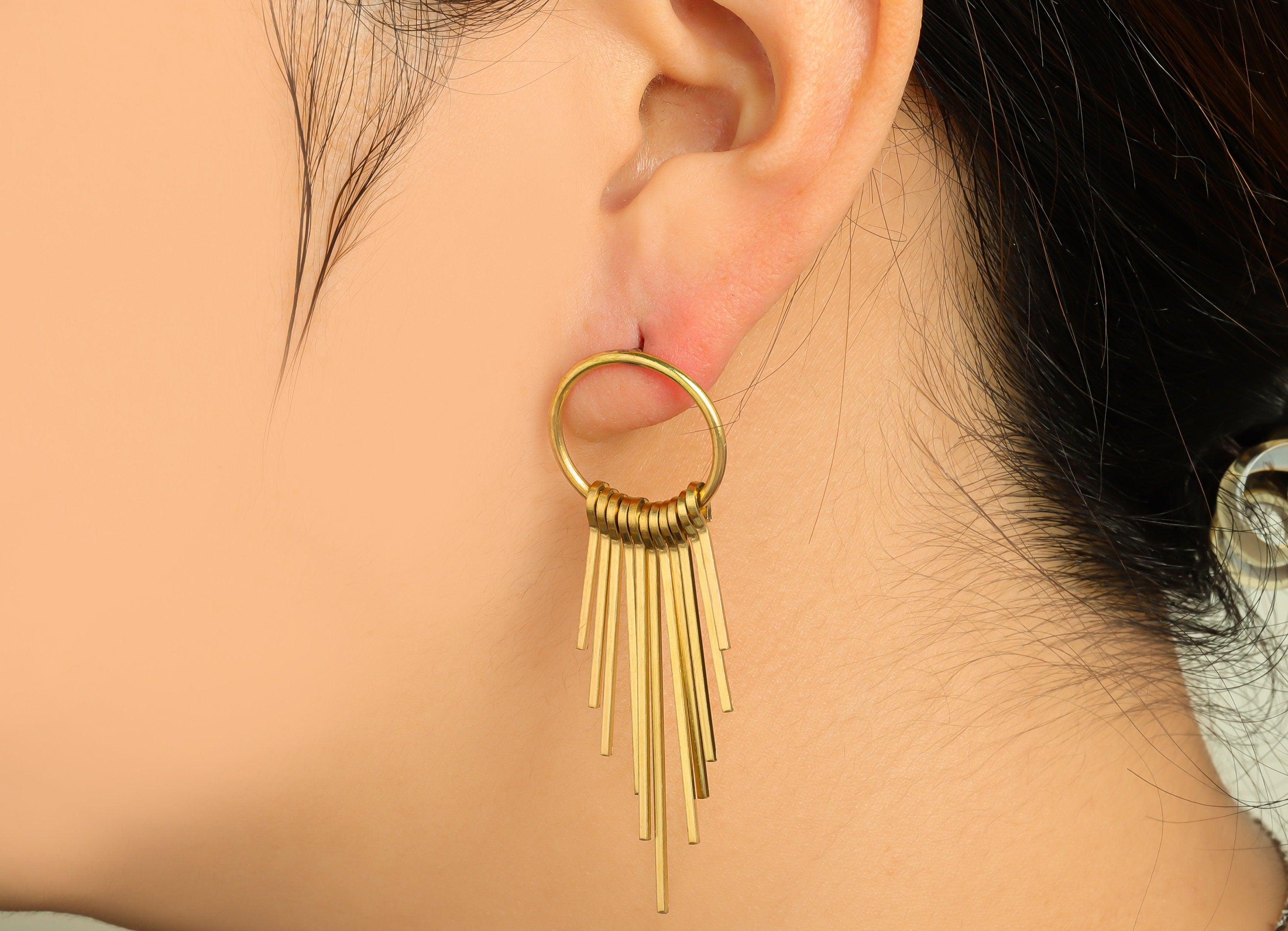 Brass Wire Tassel Earring Post - Brass Stick Wire Earring Stud - Bar Wires Earring Tassel Post - Dangle Tassel Post - 58.2x20x4mm - PP9988 - DOMEDBAZAAR