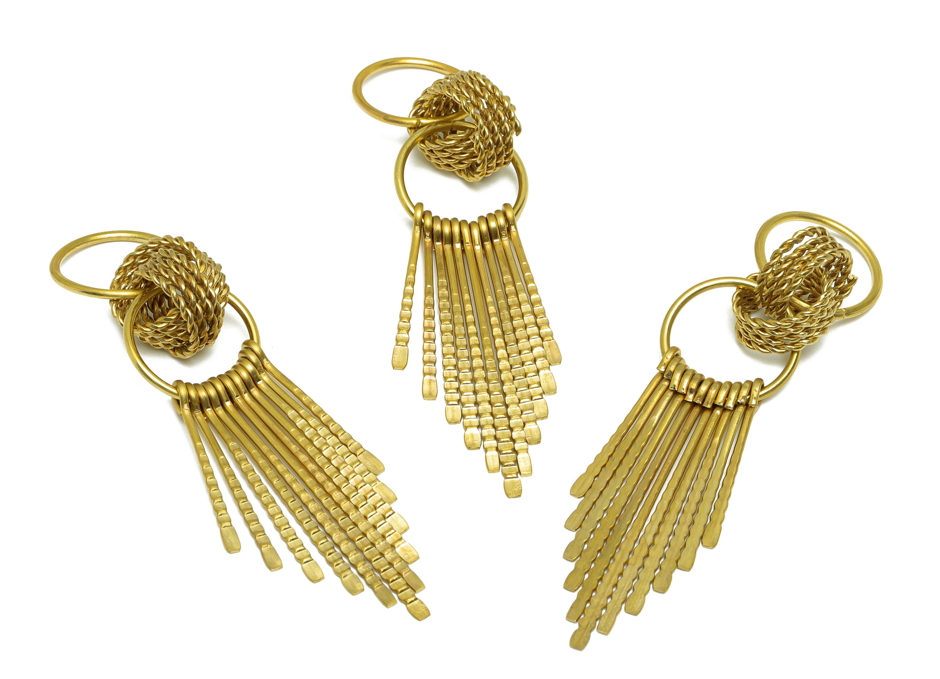 Brass Wire Tassel Earring Charm - Brass Round Wire Earring Charm - Hammered Wire Earring Tassel - Dangle Tassel Charm - 79x20x4.5mm -PP9991 - DOMEDBAZAAR
