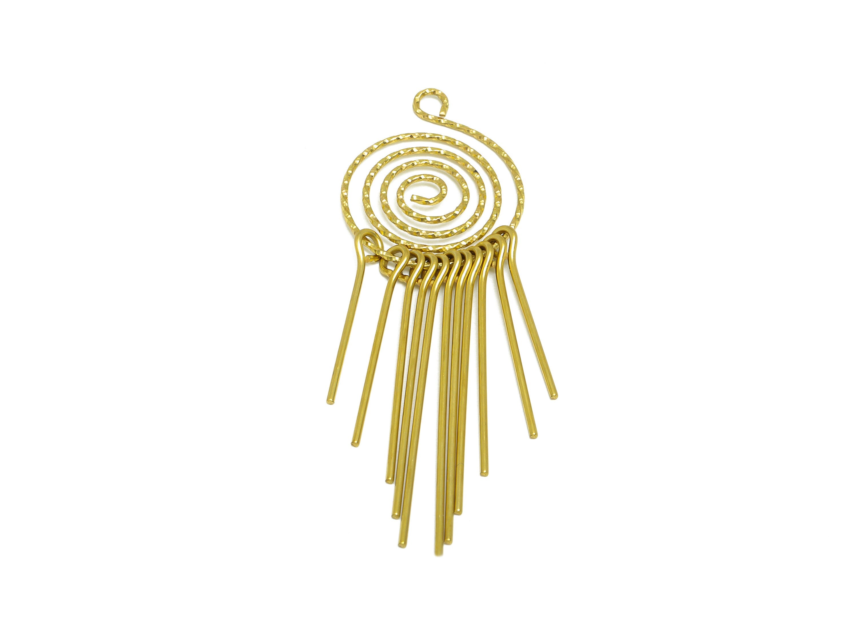 Snail Wire Tassel Earring Charm - Brass Round Wire Earring Charm - Textured Wire Earring Tassel - Dangle Tassel Charm - 86x27.4x5mm -PP9990 - DOMEDBAZAAR