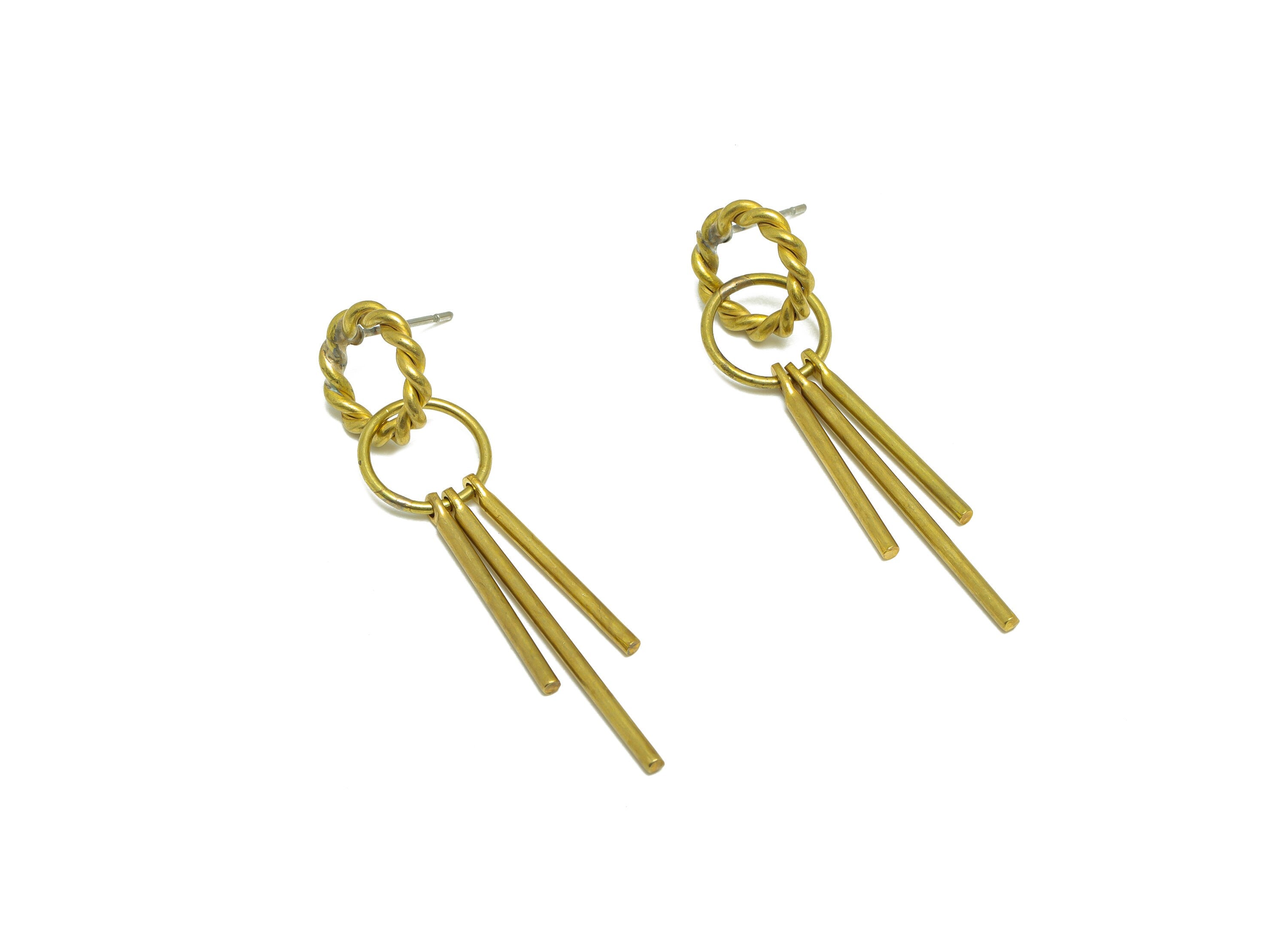 Dangle Wire Tassel Earring Post - Brass Stick Wire Earring Stud - Twisted Earring Tassel Post - Interlock Tassel Post - 47x11x1mm - PP9947 - DOMEDBAZAAR