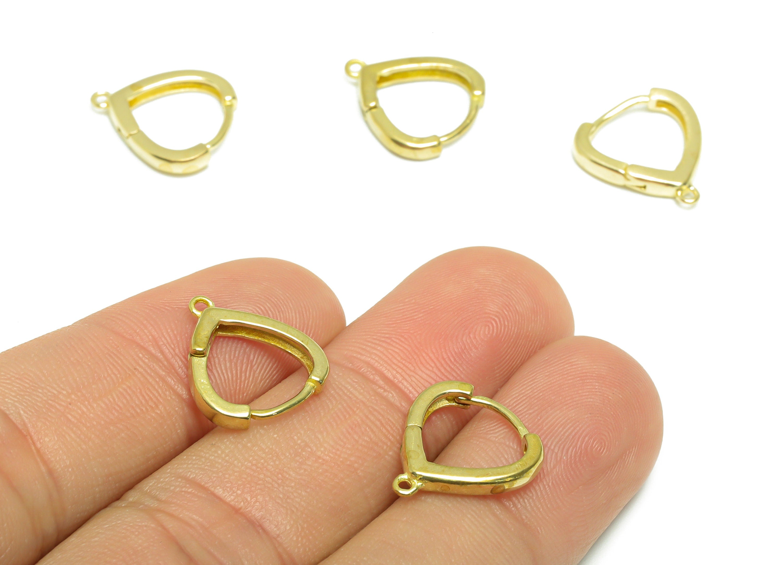 Brass Teardrop Huggie Hoop Earring - Raw Brass Hoop Huggie Earring With Loop - Brass Drop Huggie Hoop Earring - 15.50x13.61x2.53mm - PP9507 - DOMEDBAZAAR