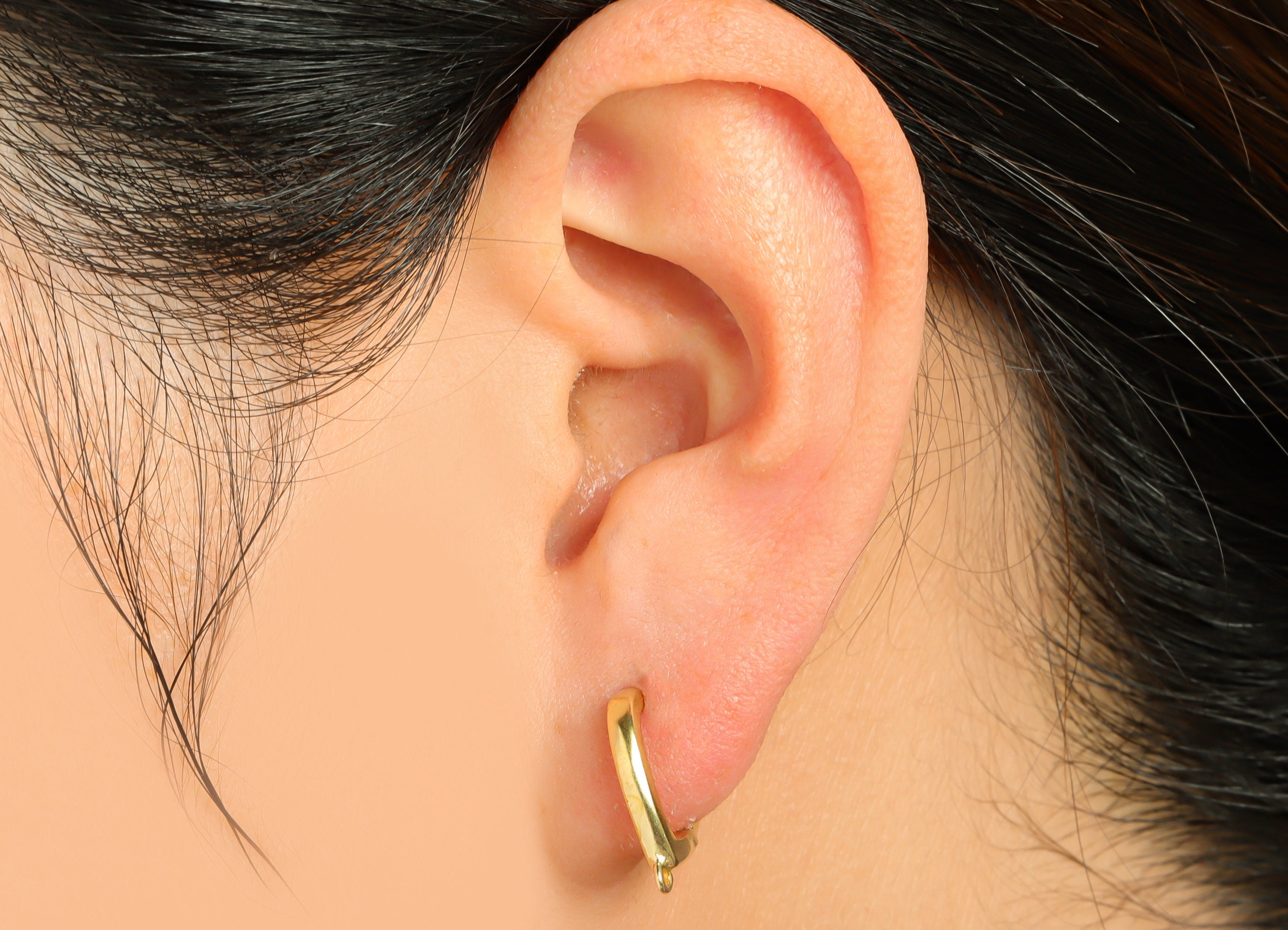 Brass Teardrop Huggie Hoop Earring - Raw Brass Hoop Huggie Earring With Loop - Brass Drop Huggie Hoop Earring - 15.50x13.61x2.53mm - PP9507 - DOMEDBAZAAR