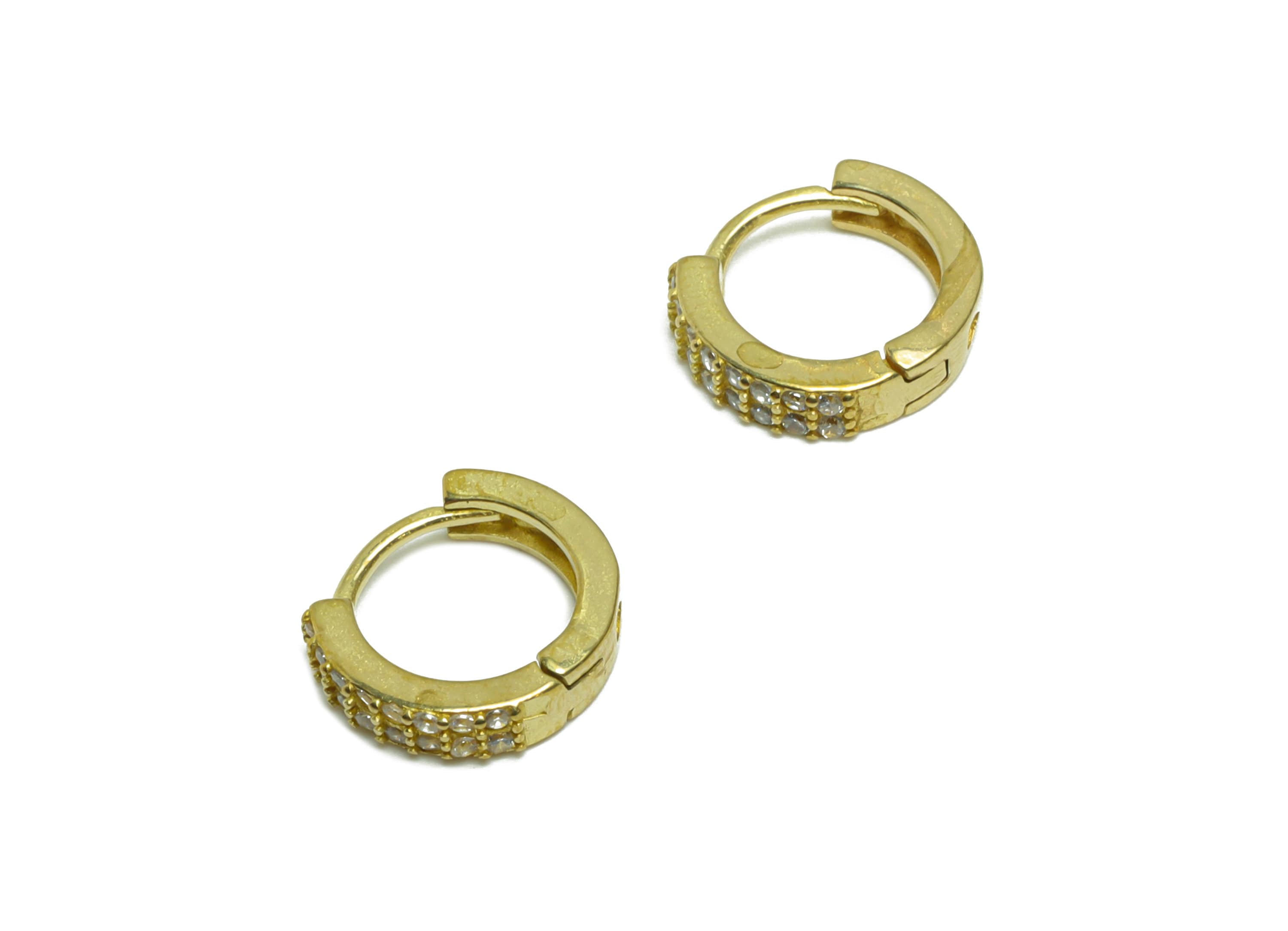 Brass CZ Heart Huggie Hoop Earring - Raw Brass Heart Hoop Huggie Earring - Brass Cubic Zircon Huggie Hoop Earring - 10.27x11.14x2mm - PP9529 - DOMEDBAZAAR