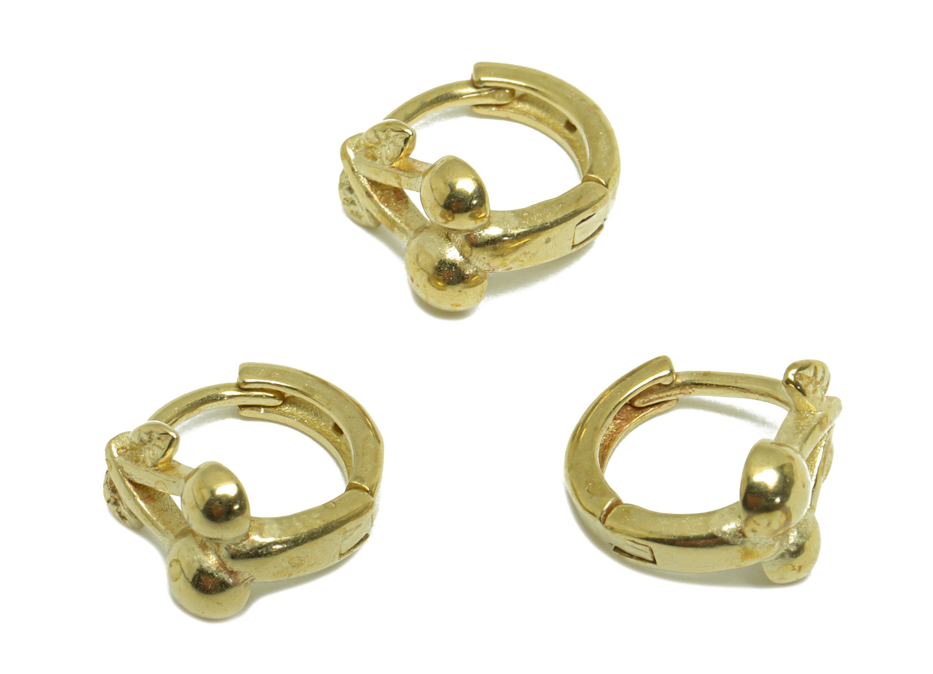 Brass Cherry Huggie Hoop Earring - Raw Brass Fruit Hoop Earring - Brass Huggie Hoop Earring - Mini Hoop Earring - 10x9x5.9mm - PP9657 - DOMEDBAZAAR