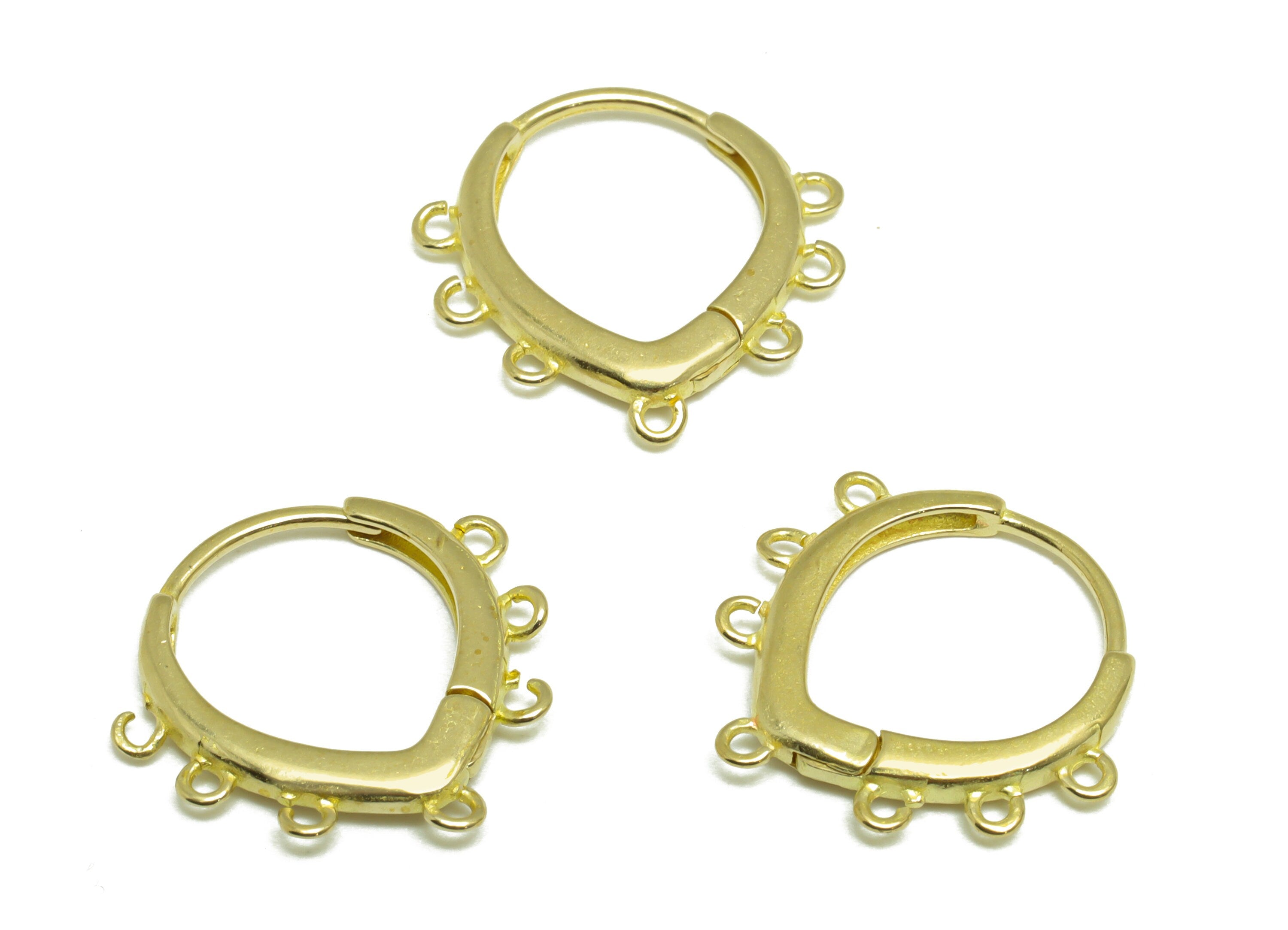 Brass Teardrop Huggie Hoop Earring - Raw Brass Drop Hoop Earring With Loop - Brass Huggie Hoop Earring For Tassel Chain - 16x17x2mm- PP9643 - DOMEDBAZAAR