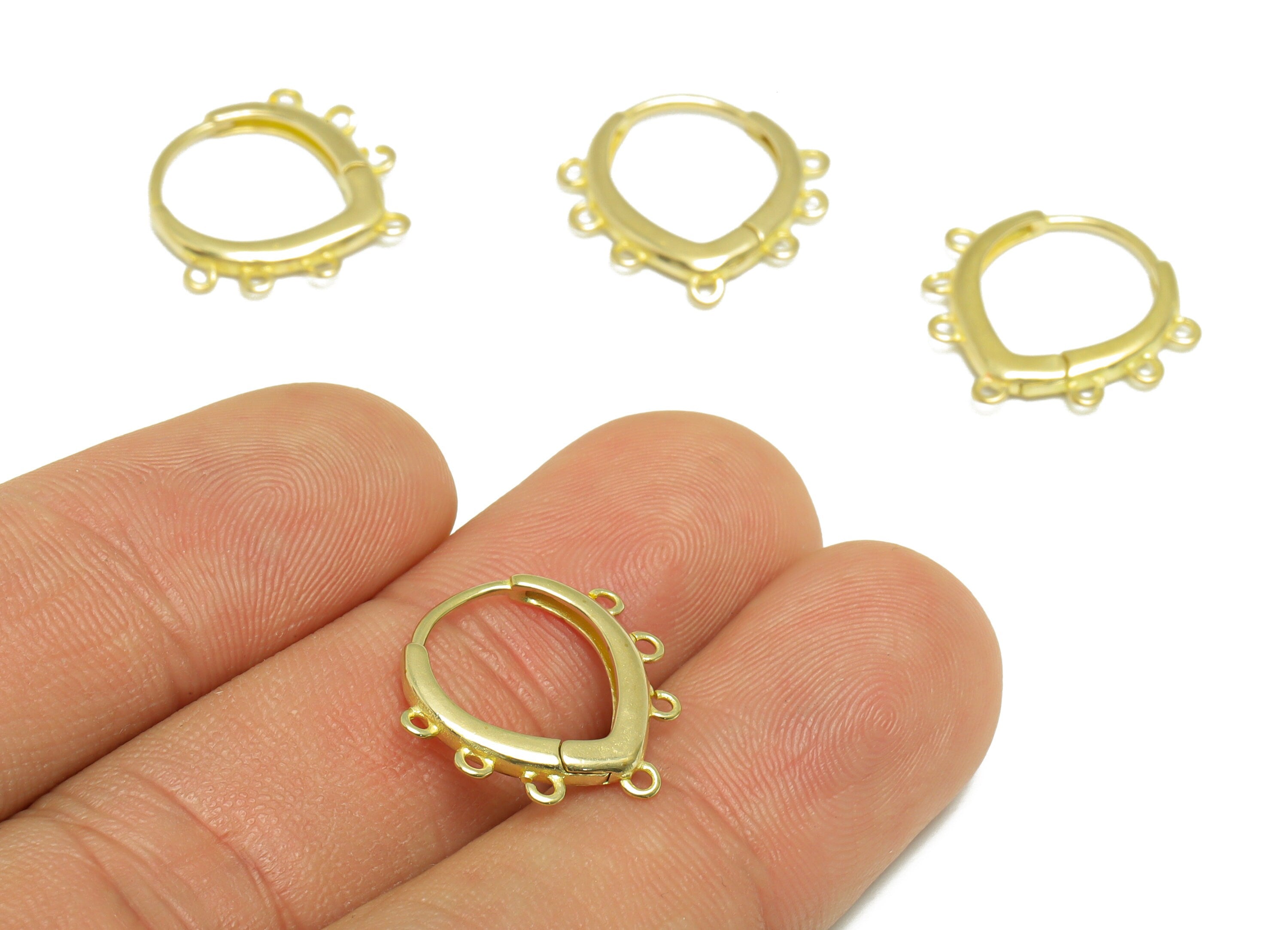 Brass Teardrop Huggie Hoop Earring - Raw Brass Drop Hoop Earring With Loop - Brass Huggie Hoop Earring For Tassel Chain - 16x17x2mm- PP9643 - DOMEDBAZAAR