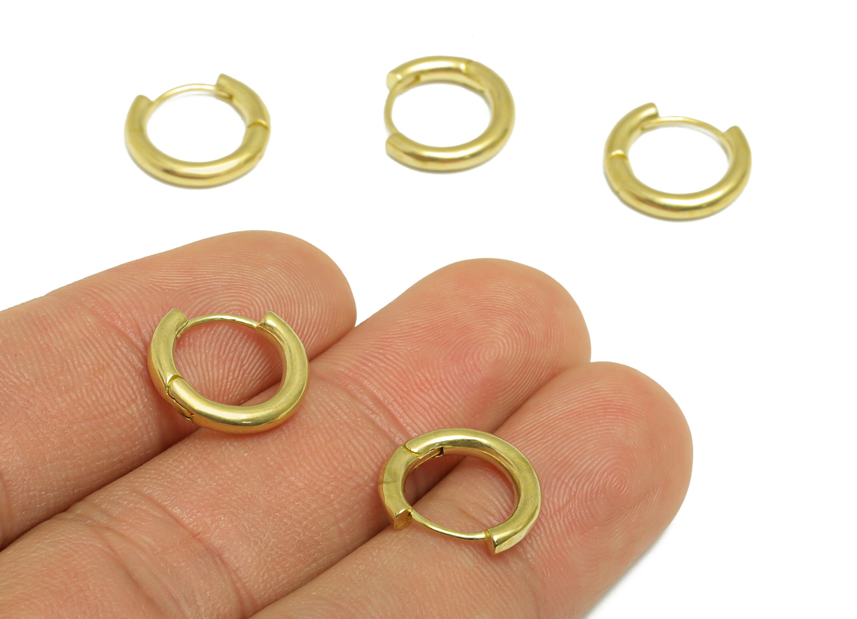 Brass Round Huggie Hoop Earring - Raw Brass Circle Wire Earring Clasp - Brass Clasp Earring - Clasp Hoop Earring - 14x12.2x2.4mm - PP9648 - DOMEDBAZAAR