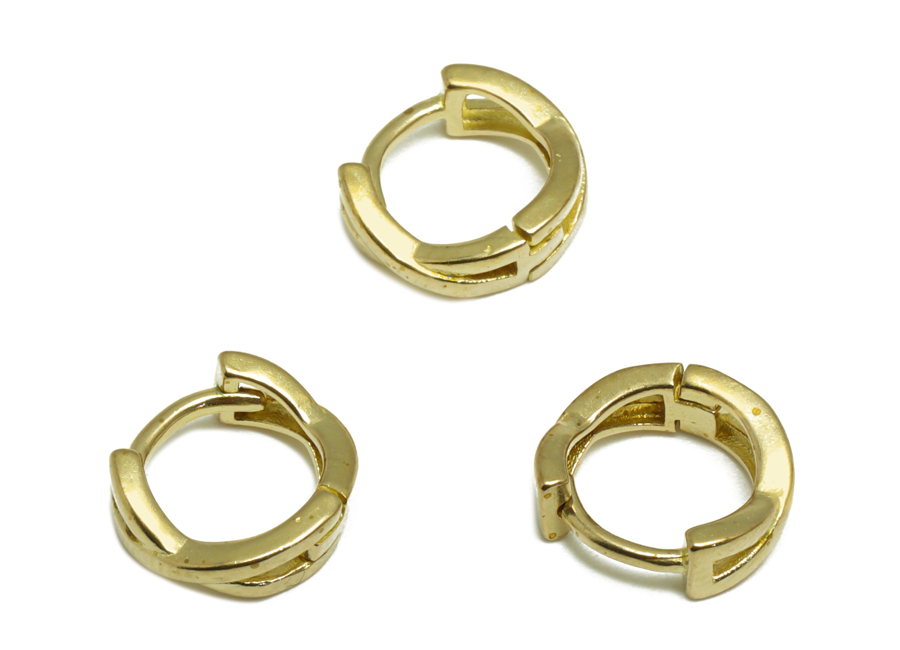 Brass Bow Tie Huggie Hoop Earring - Raw Brass Cross Hoop Earring - Brass Circle Huggie Hoop Earring- Huggie Hoop - 10.4x9.7x3.5mm - PP9668 - DOMEDBAZAAR