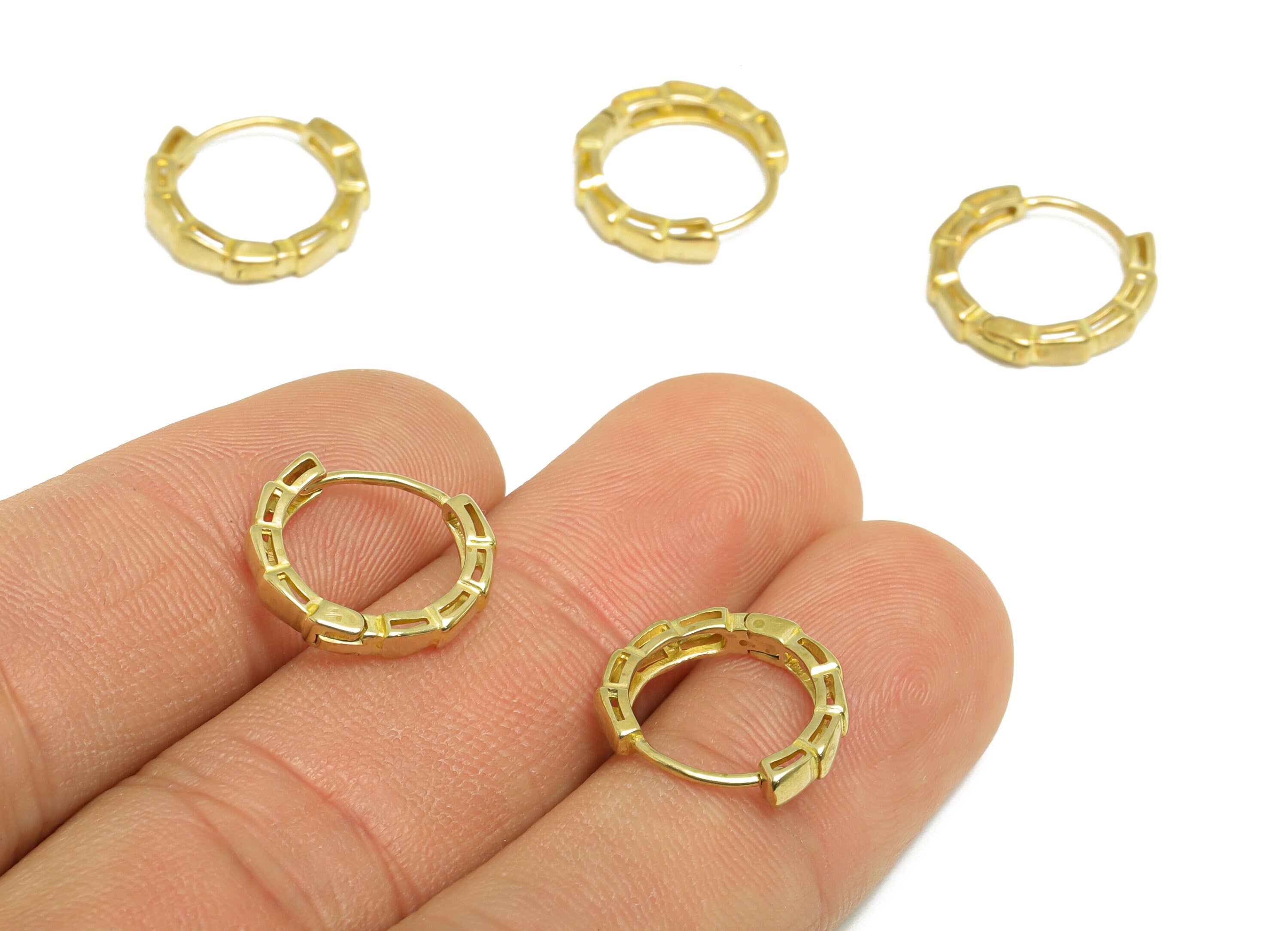 Brass Snake Huggie Hoop Earring - Raw Brass Textured Hoop Earring - Brass Circle Huggie Hoop Earring- Huggie Hoop - 14.4x13x2.61mm - PP9637 - DOMEDBAZAAR