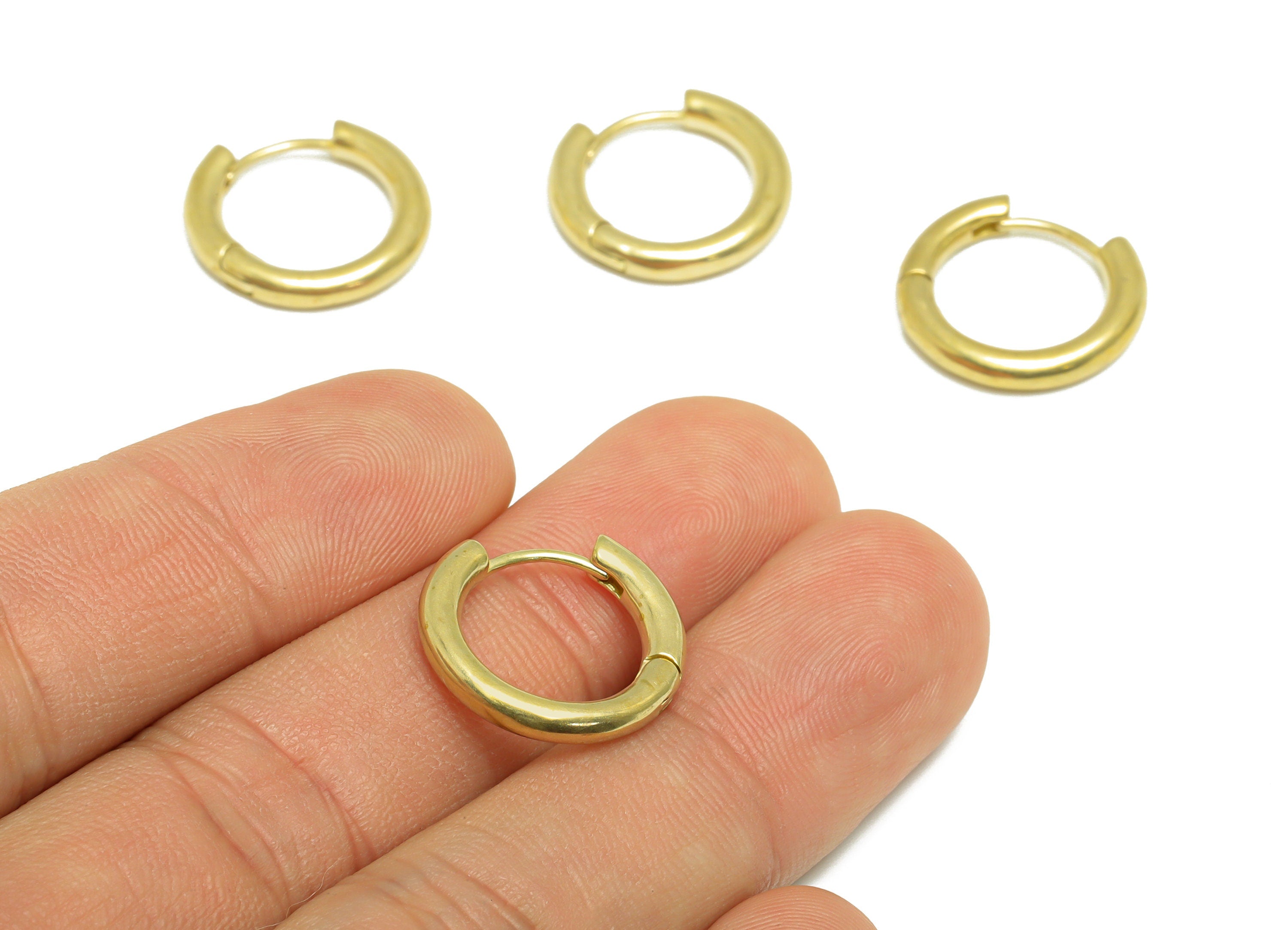 Brass Round Huggie Hoop Earring - Raw Brass Circle Wire Earring Clasp - Brass Clasp Earring - Clasp Hoop Earring - 17.6x16.3x2.84mm - PP9650 - DOMEDBAZAAR