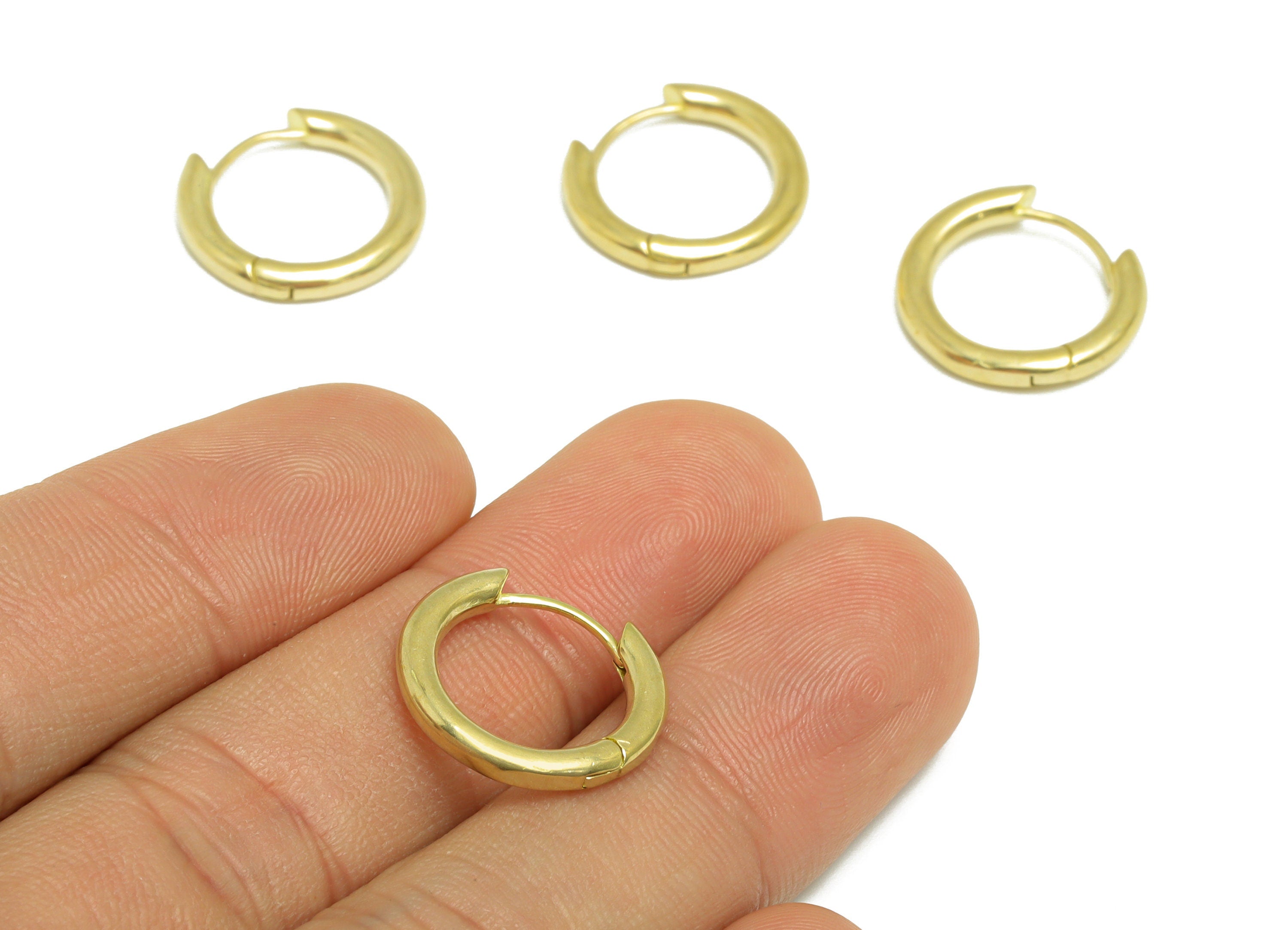 Brass Round Huggie Hoop Earring - Raw Brass Circle Wire Earring Clasp - Brass Clasp Earring - Minimalist Hoop Earring - 17x15x2.5mm - PP9649 - DOMEDBAZAAR