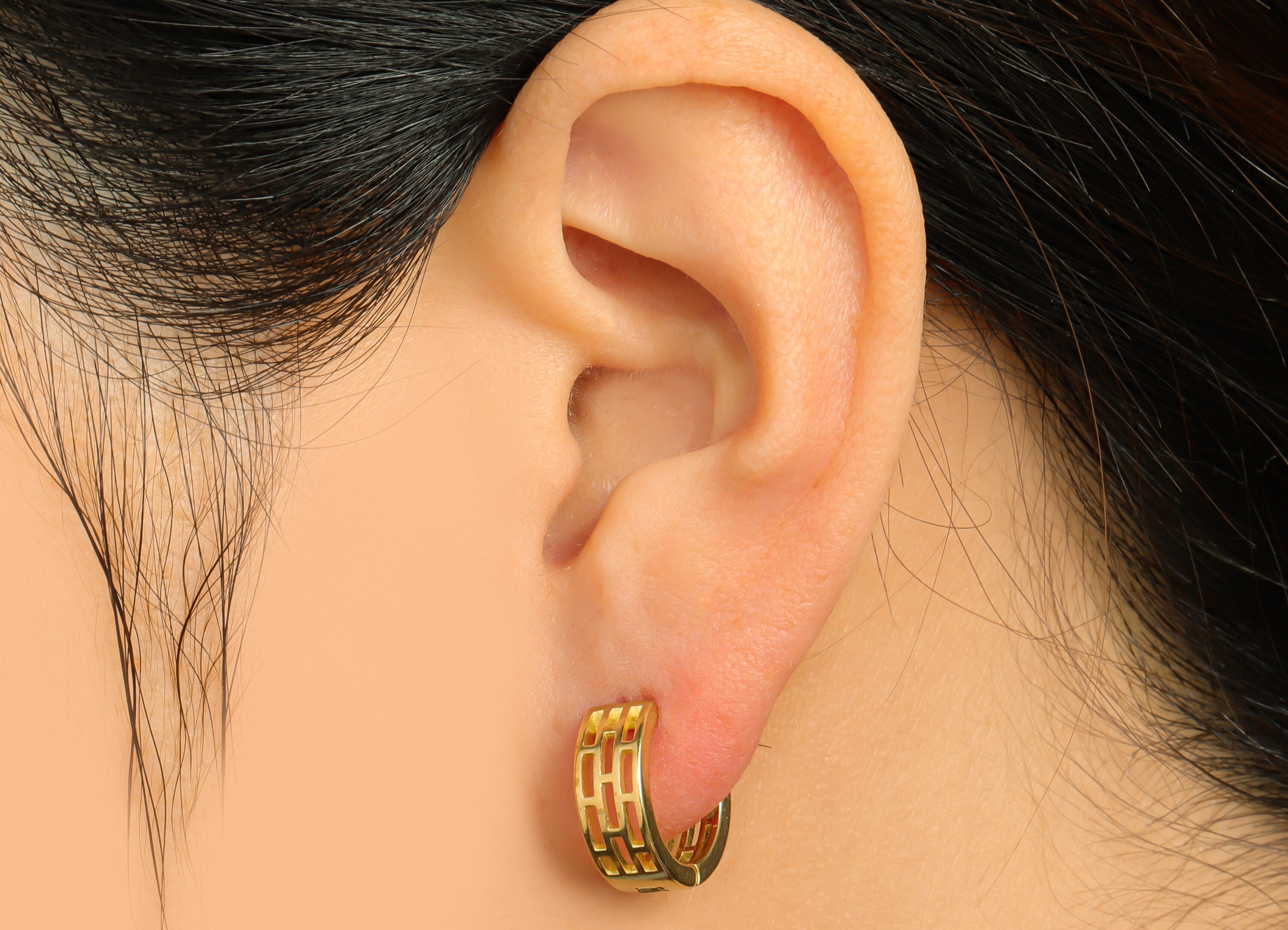 Brass Round Huggie Hoop Earring - Raw Brass Wide Wire Earring Clasp - Brass Hollow Earring - Clasp Hoop Earring - 15.6x15.2x4mm - PP9661 - DOMEDBAZAAR