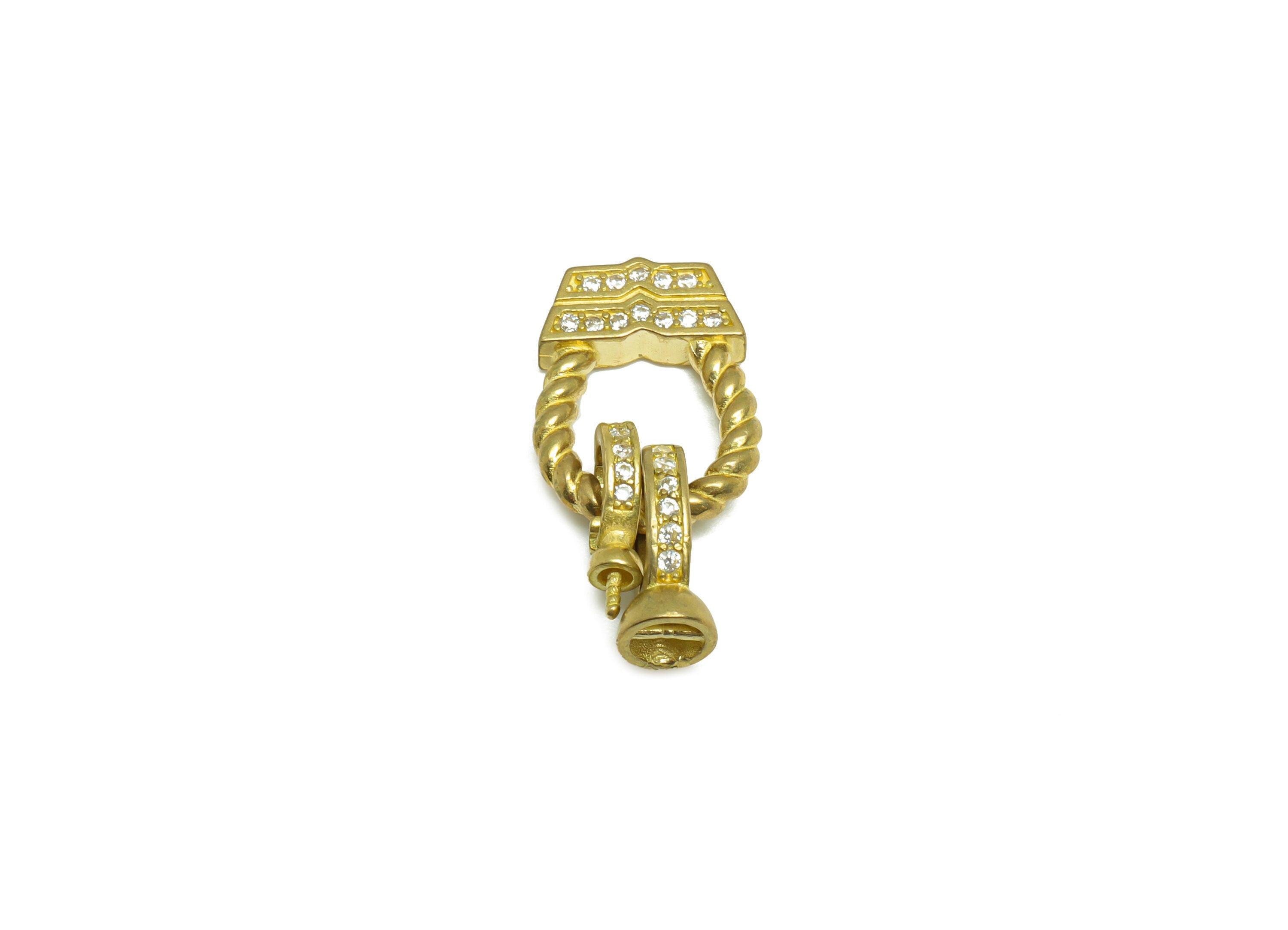 Brass CZ Bracelet Connector - Raw Brass Bracelet Connector - Brass Cubic Zircon Bracelet Connector - 22.03x12.6x2.73mm - PP9696 - DOMEDBAZAAR