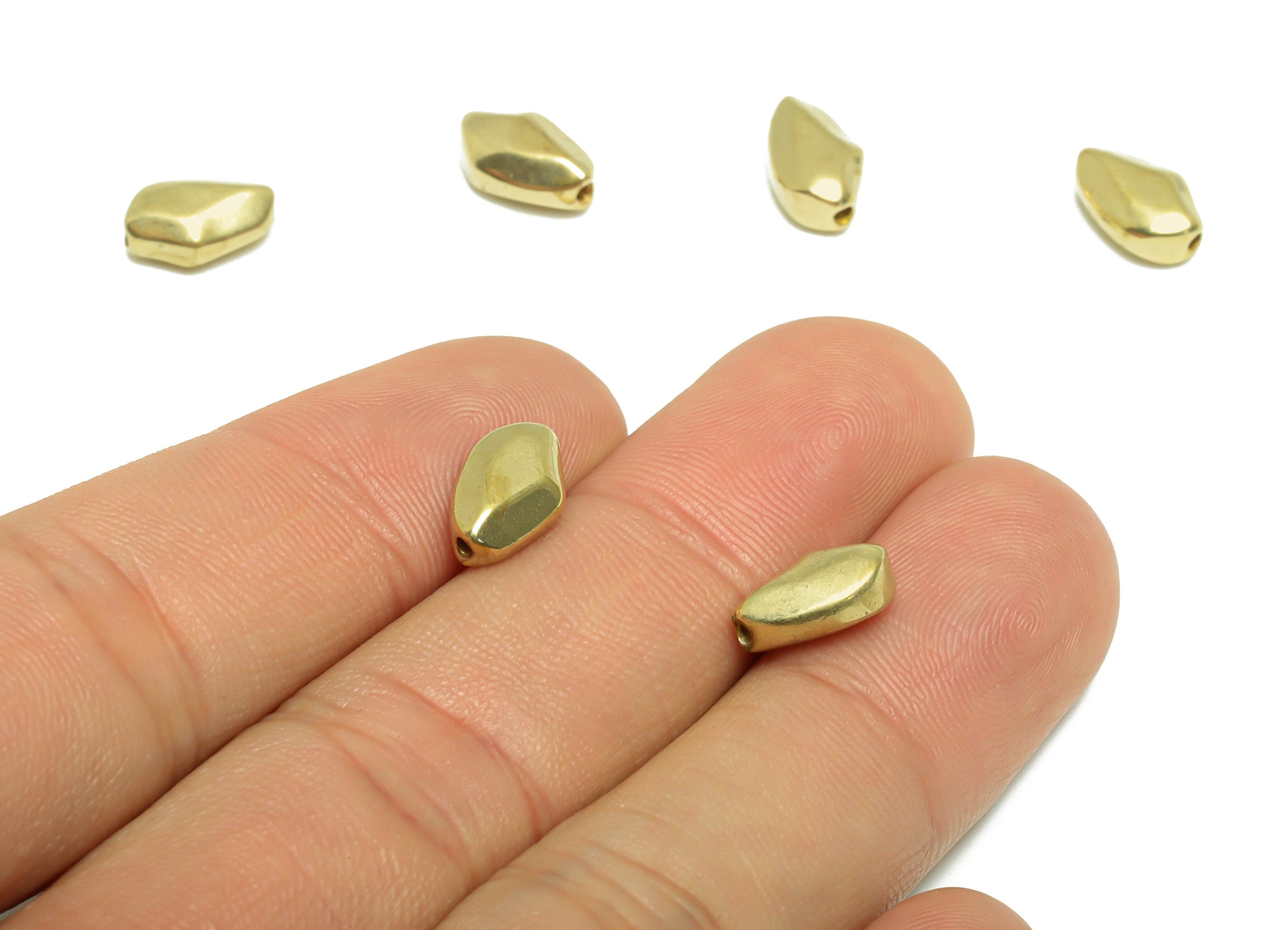 Brass Textured Earring Beads - Raw Brass Irregular Bead Earring Charm - Brass Beads Charm For Bracelet - Bracelet Bead - 10x6x4mm - PP9523 - DOMEDBAZAAR