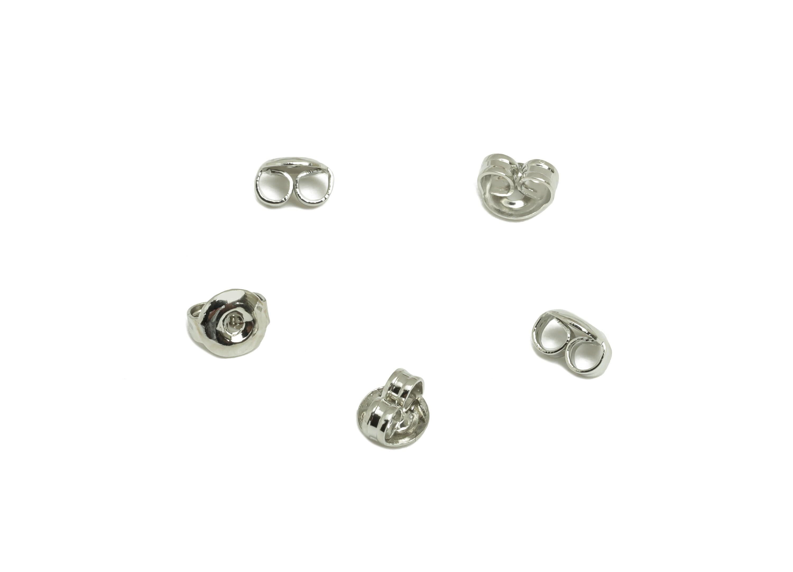 Brass Earring Back - Earring Post Nuts & Ear Backs - Earring Stopper - Ear Nuts - 18K Real White Plated Brass - 5.21x4.61x2.7mm - RGP3757S - DOMEDBAZAAR