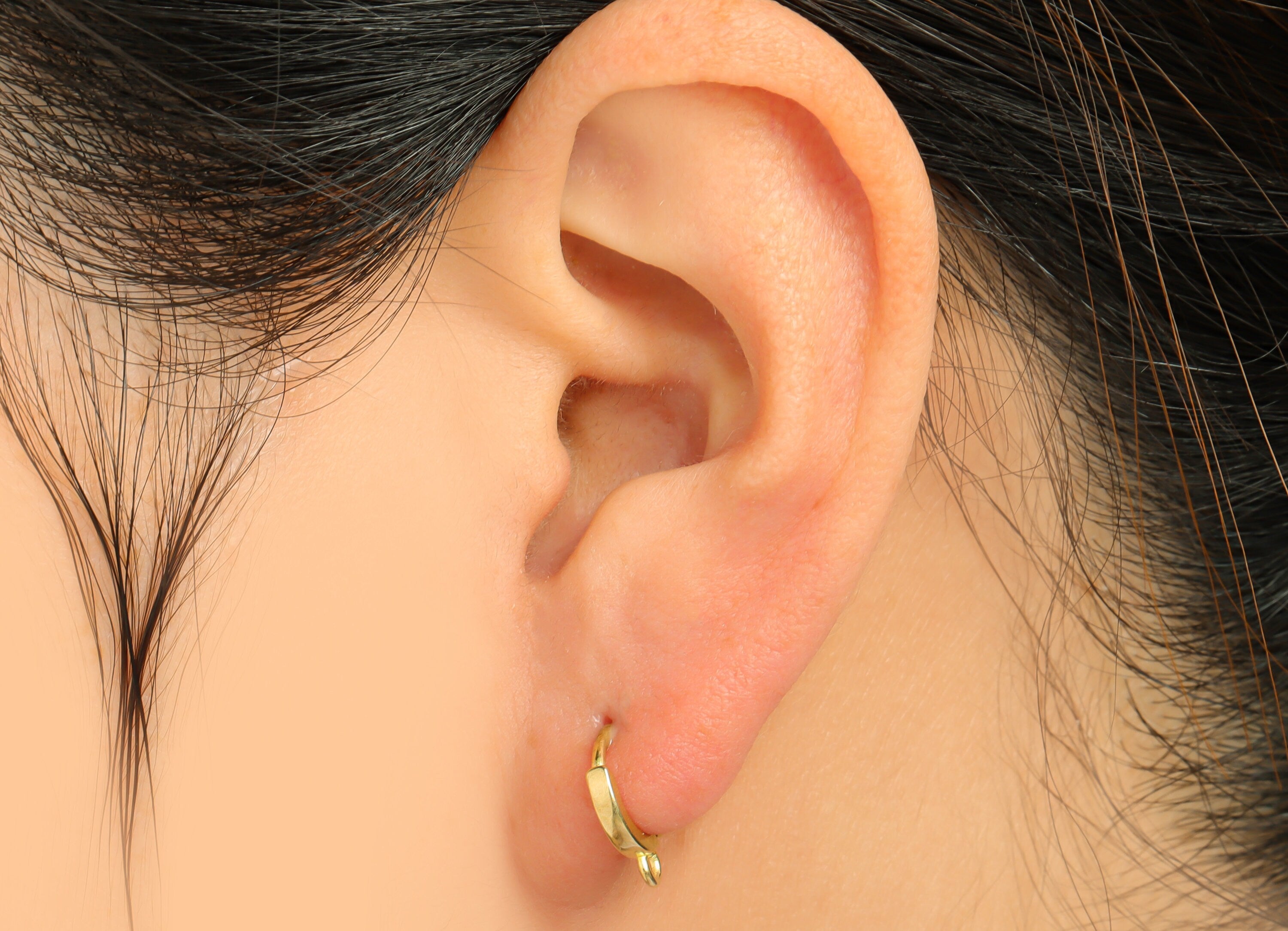 Brass Round Huggie Hoop Earring - Raw Brass Hoop Earring With Loop - Brass Huggie Hoop Earring For Tassel - 12.7x10.2x1.79mm - PP9629 - DOMEDBAZAAR